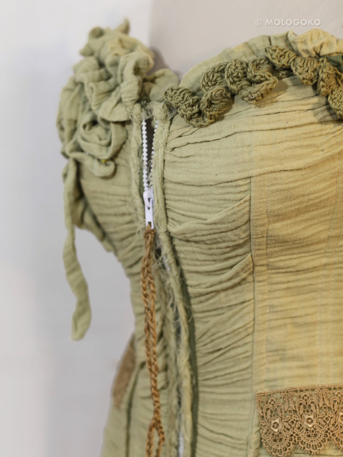 Miranda Organic Cotton Gauze Draped Front Zipper Corset - custom made clothing