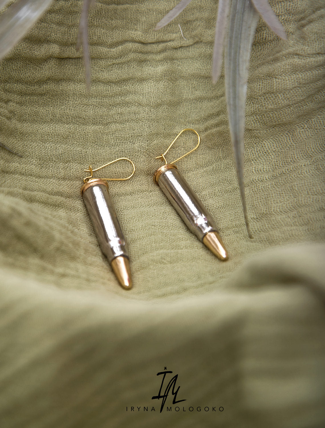 Bullet Dangle Silver And Gold Unique Earrings