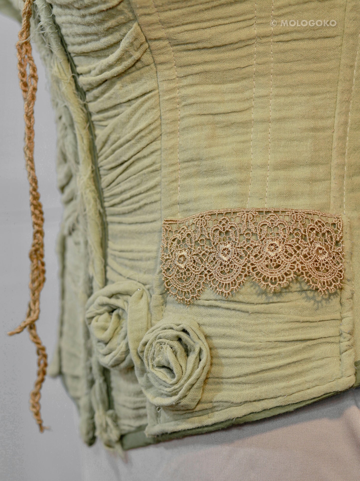 Miranda Organic Cotton Gauze Draped Front Zipper Corset - custom made clothing