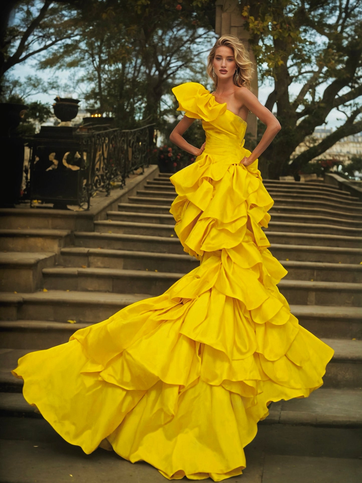 Marigold Sea Of Ruffles Gown - Mologoko Couture