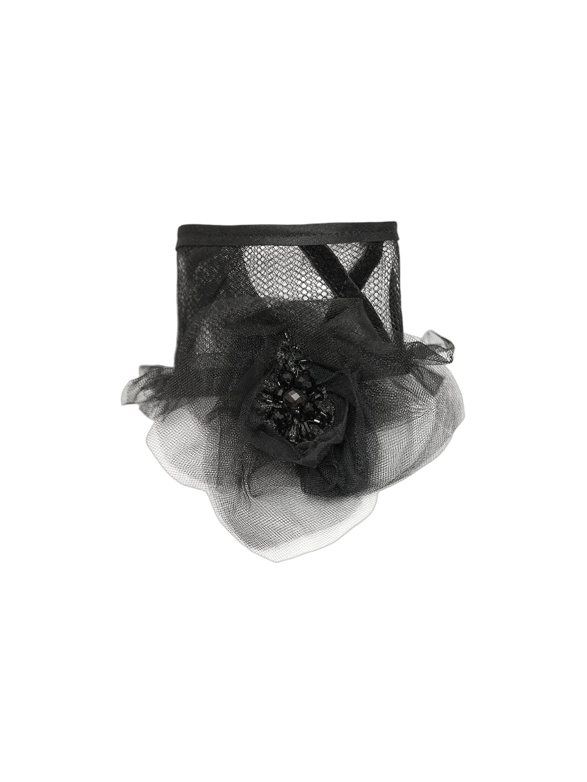 Black Tulle Flower Choker
