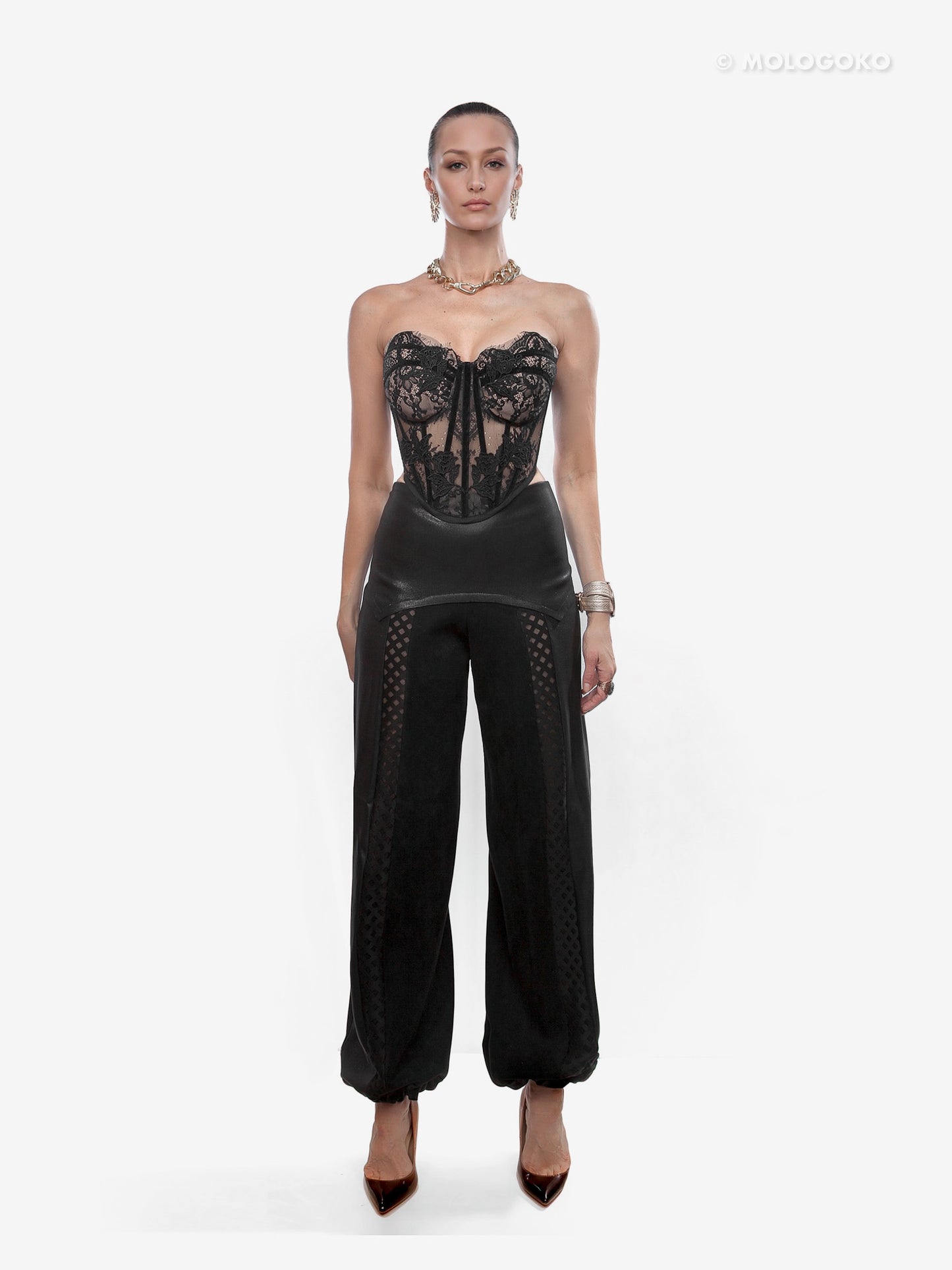 The Chapel Window Butterfly Bustier in Black - Mologoko Couture