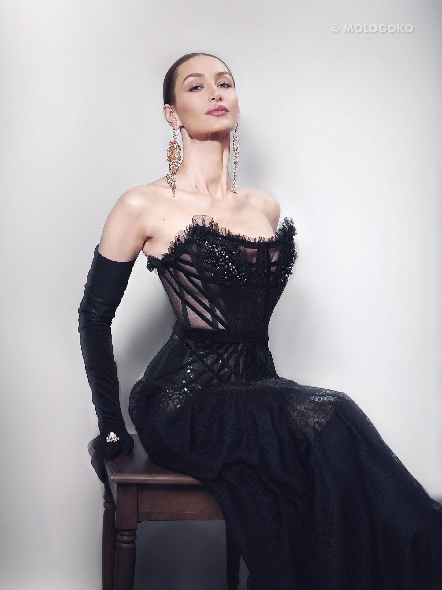 Syrena Red Carpet Style Goth Corset - Mologoko Couture