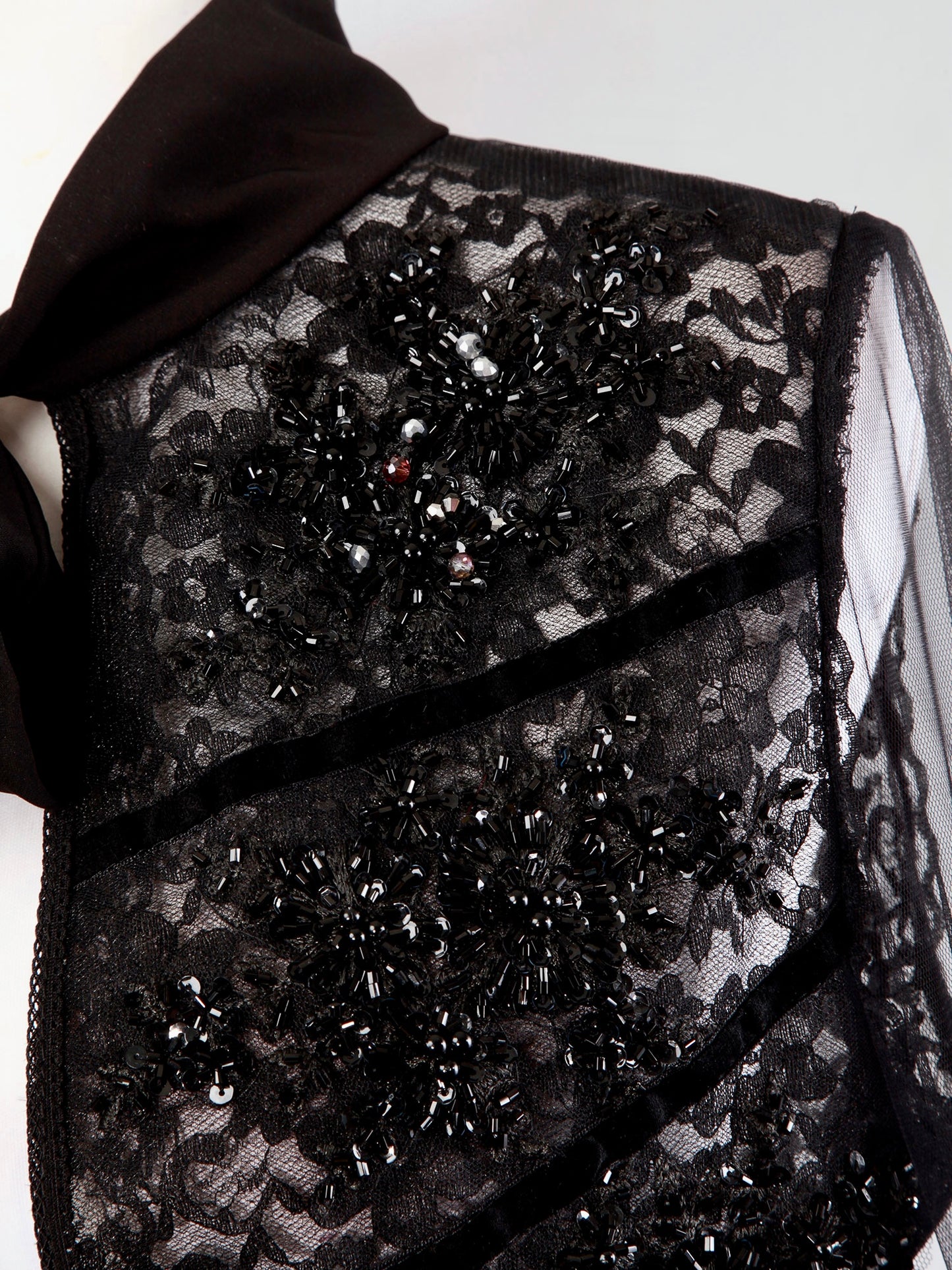 Embroidered Semi Sheer Large Tulle Sleeves Black Bolero Jacket