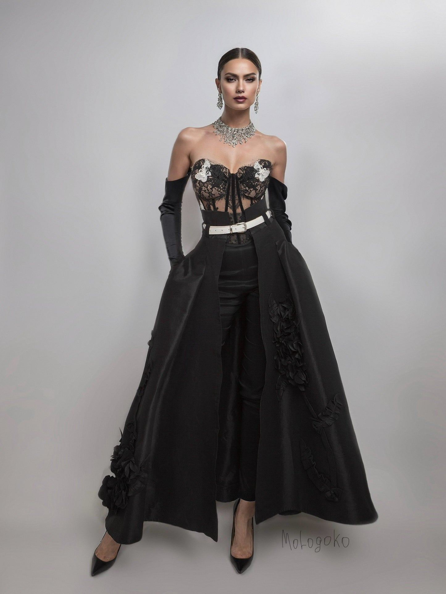 3D Flowers Ball Gown Overskirt