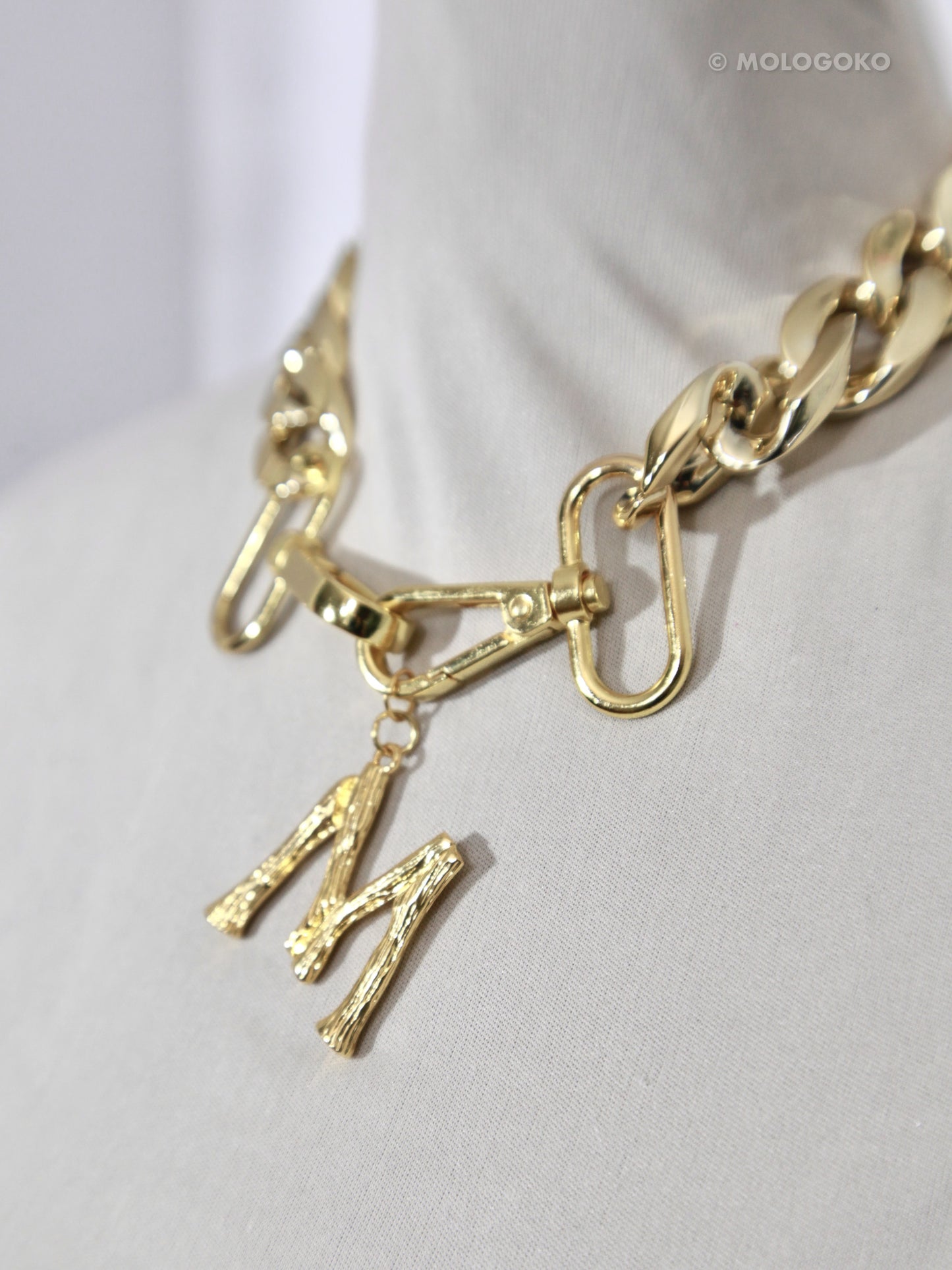 Abstract GOLD Chunky Personalized Monogram Initial Necklace Transformer