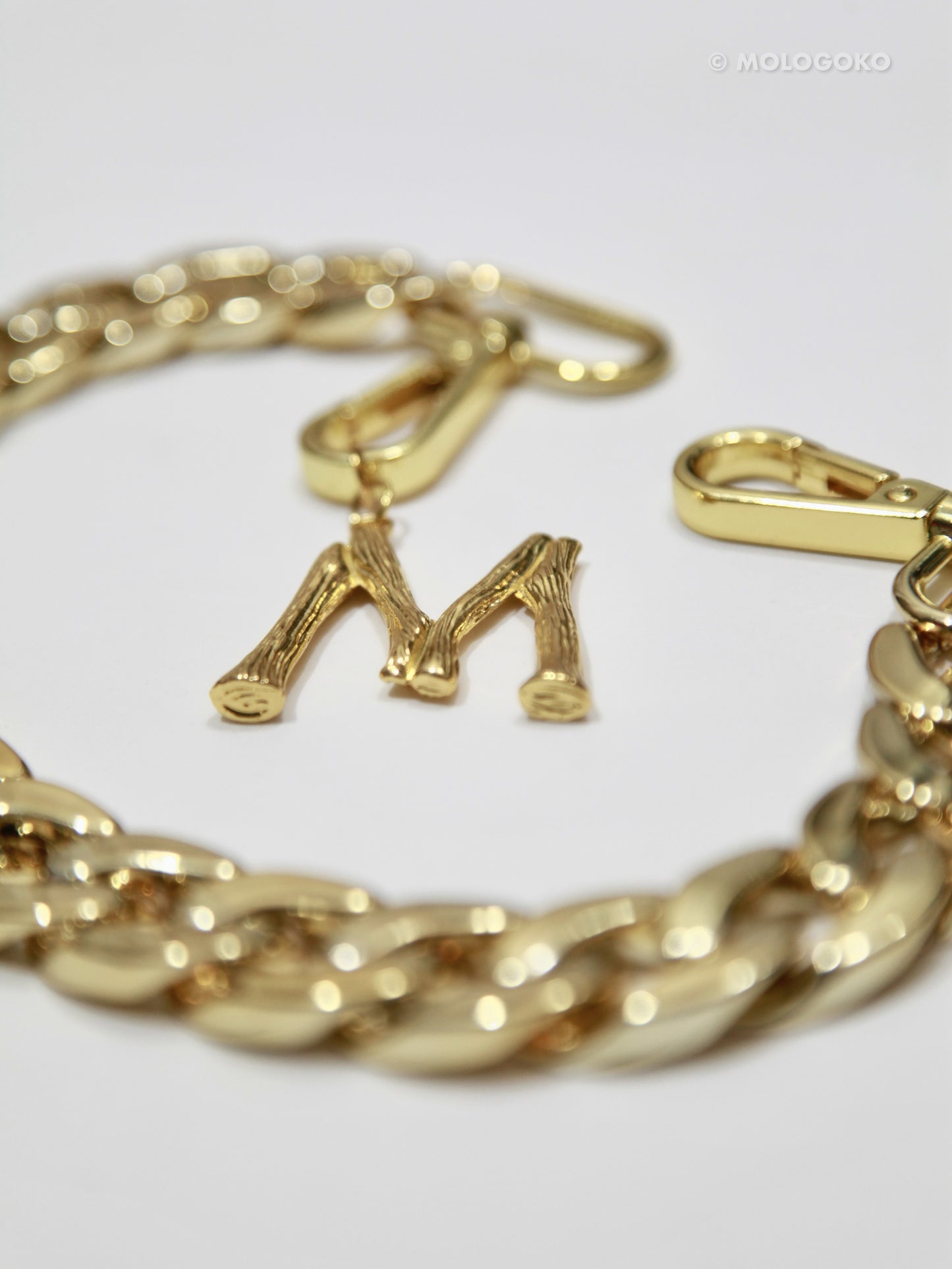 Abstract GOLD Chunky Personalized Monogram Initial Necklace Transformer