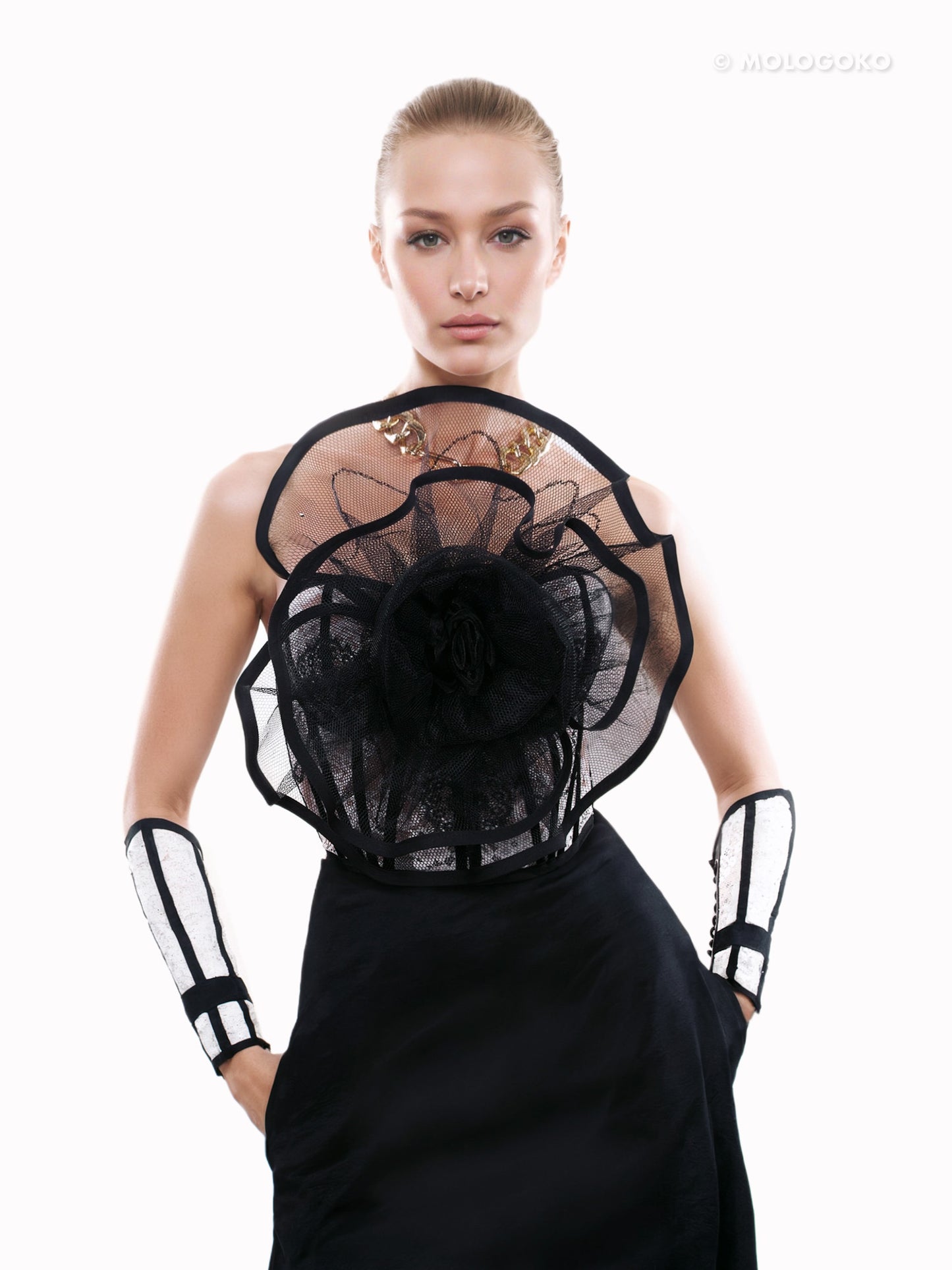 The Chapel Window Bustier White Lace - Mologoko Couture