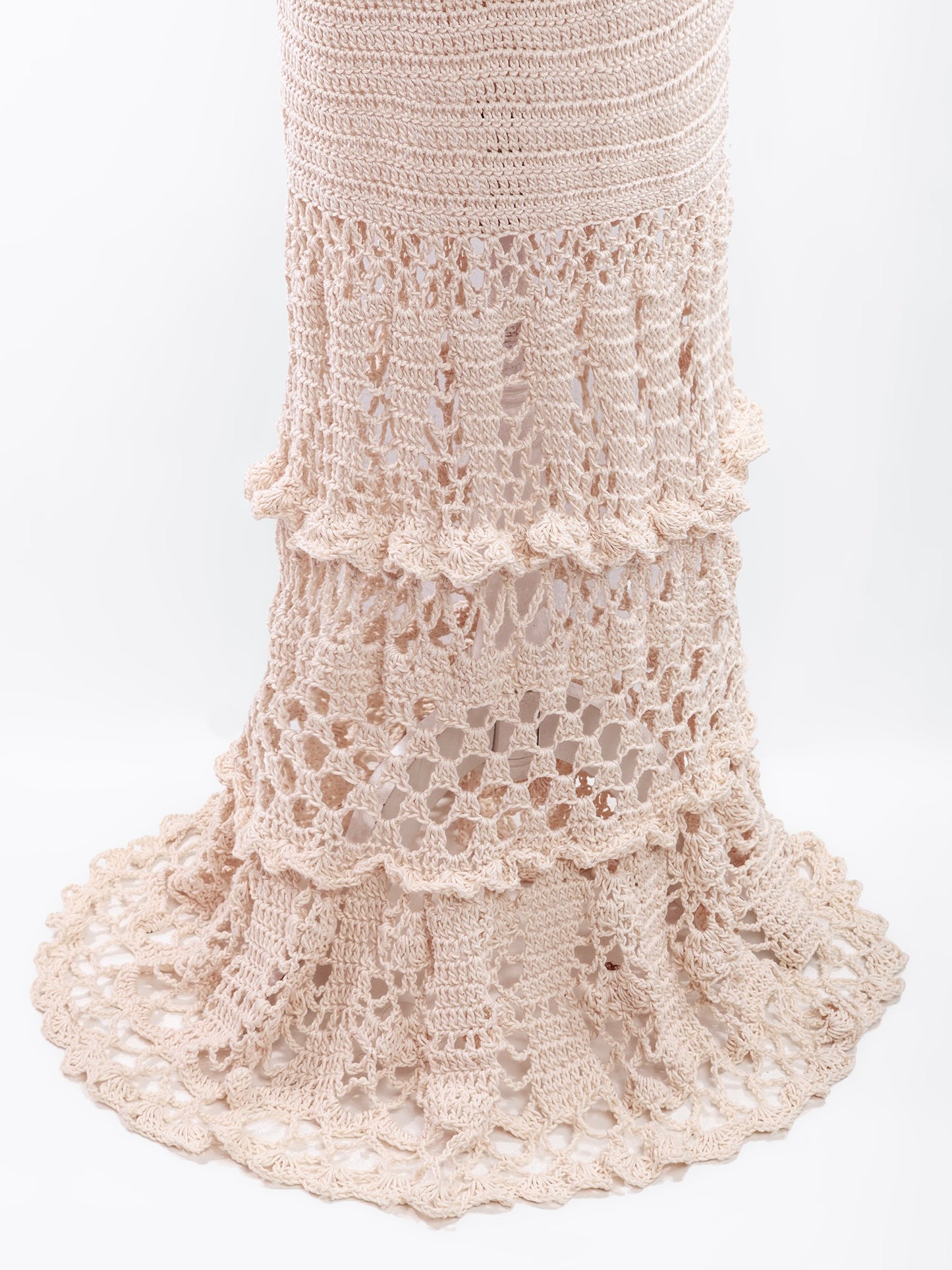 Dita Crochet Maxi Dress with Lacy Sleeves - Mologoko Couture