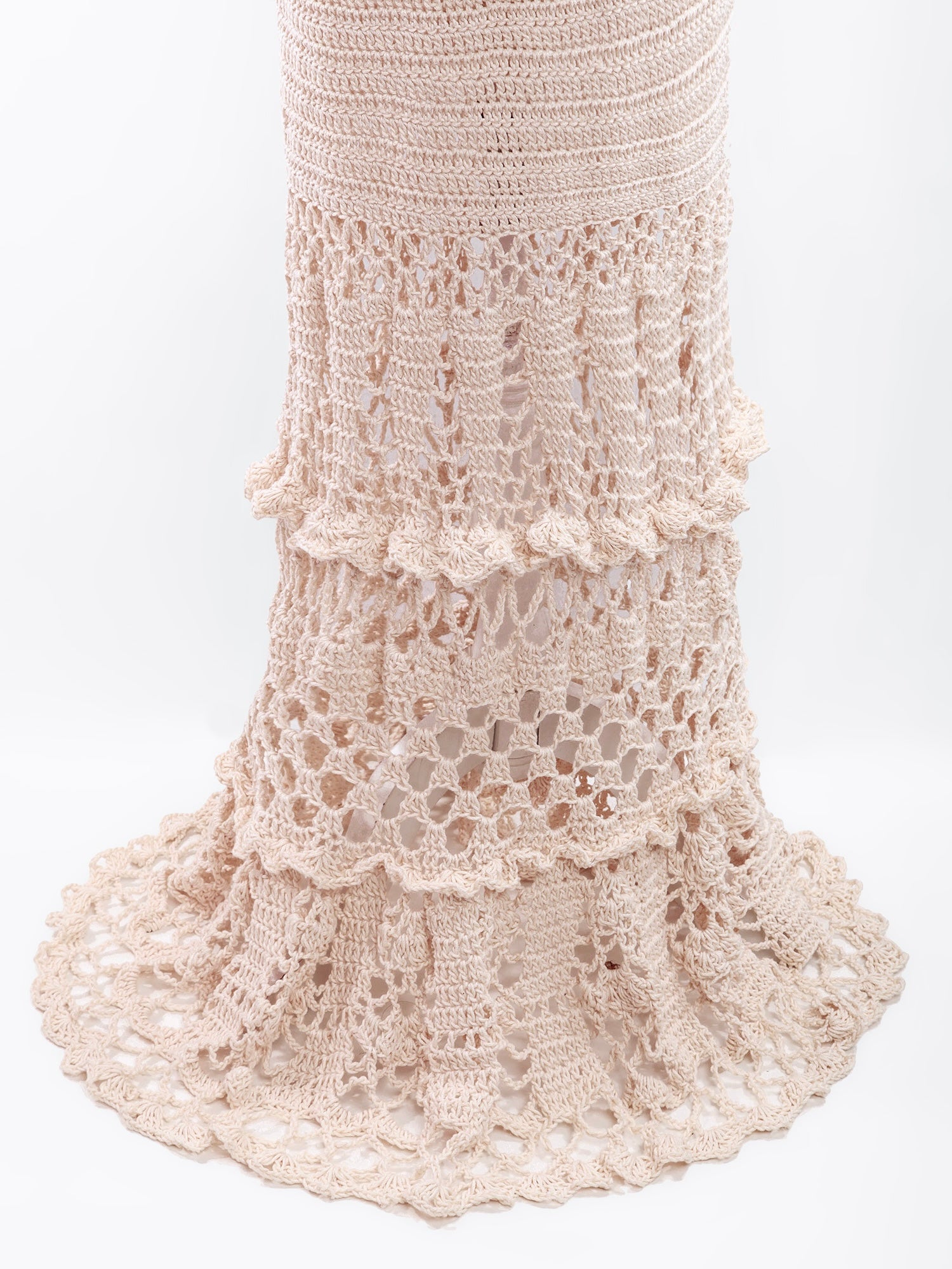 Dita Crochet Maxi Dress with Lacy Sleeves - Mologoko Couture