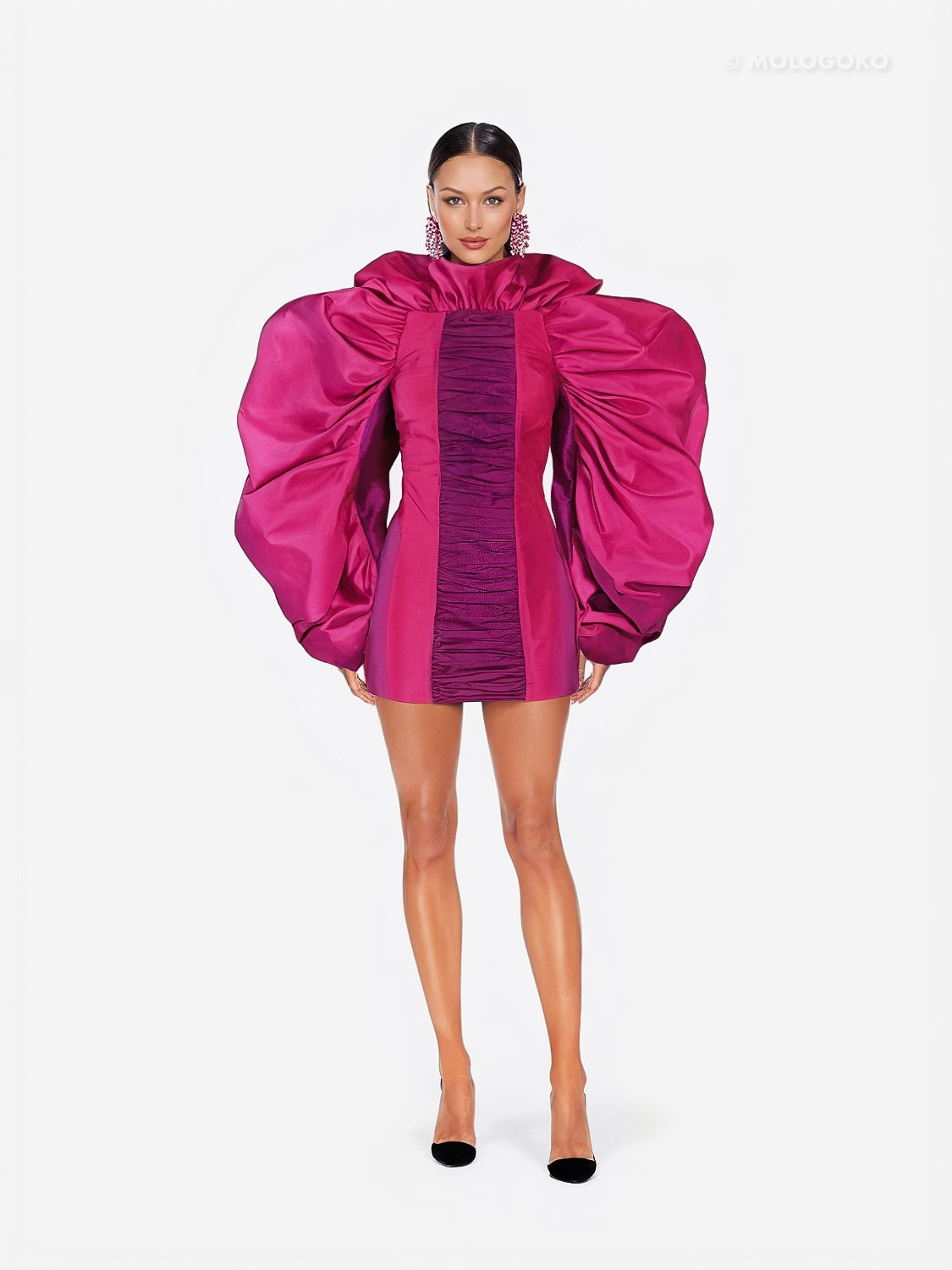 Minerva Hot Pink Taffeta Gown