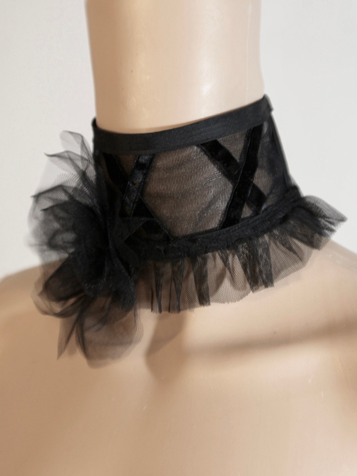 Black Tulle Flower Choker