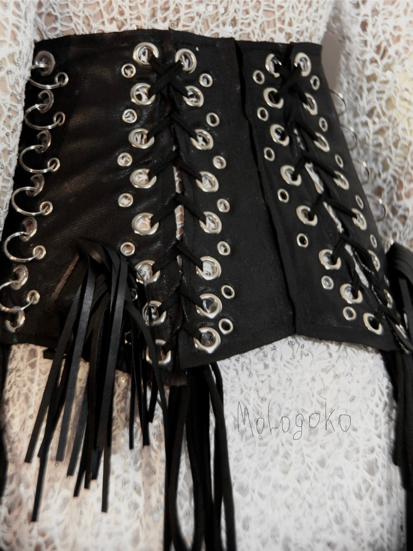 Faux Leather Key Chain Corseted Belt - Mologoko Couture