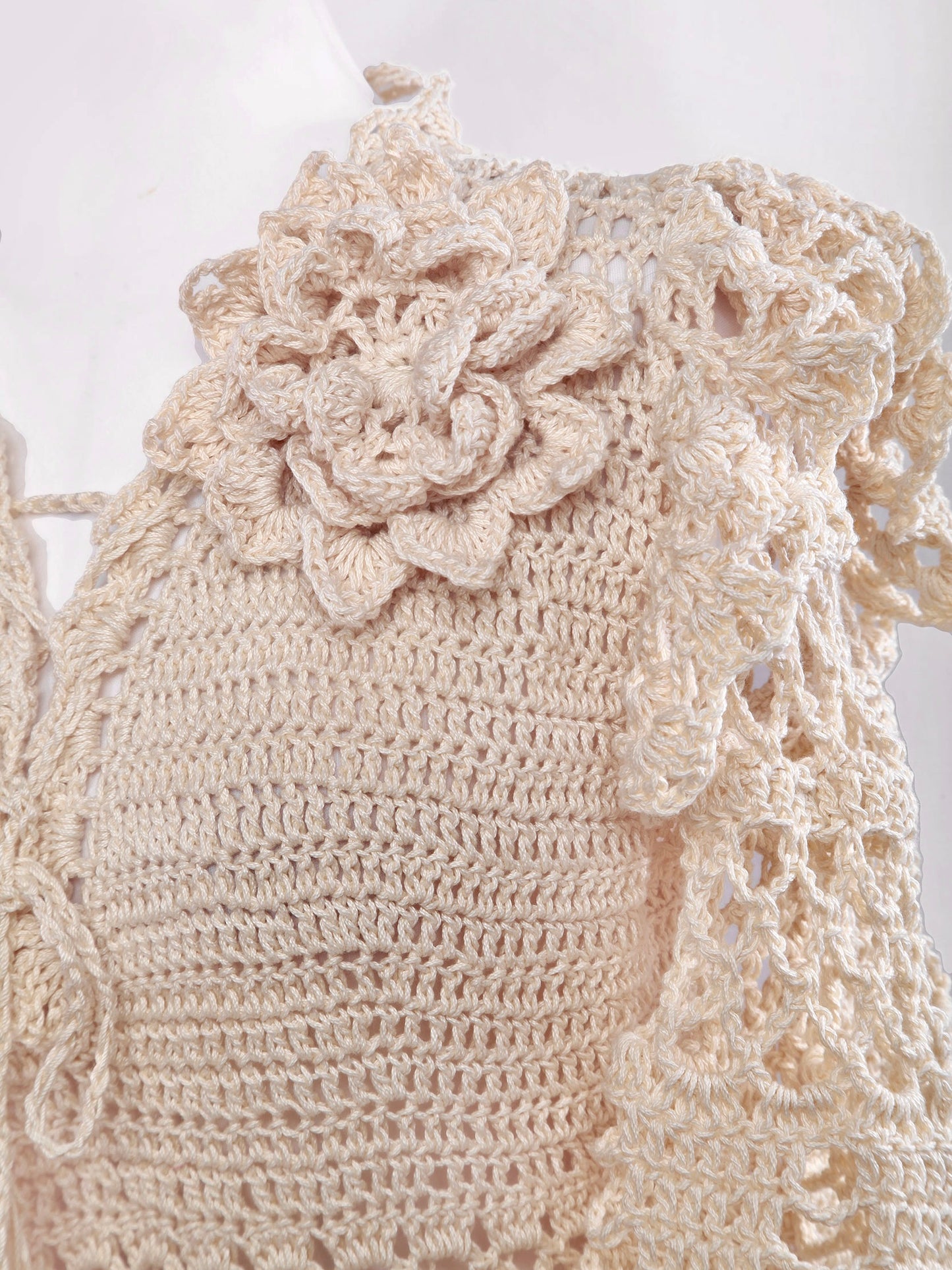 Dita Crochet Maxi Dress with Lacy Sleeves - Mologoko Couture