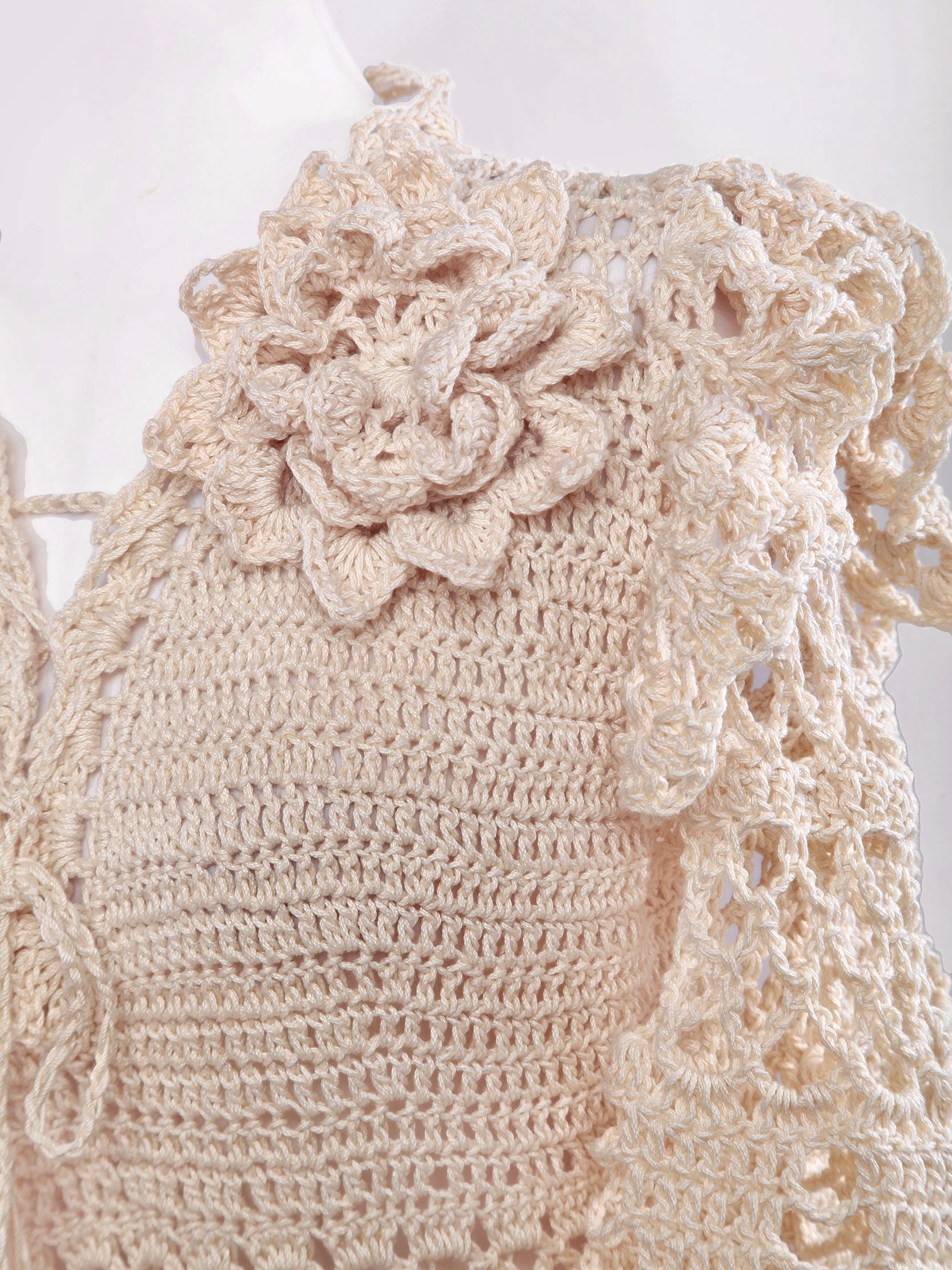 Dita Crochet Maxi Dress with Lacy Sleeves - Mologoko Couture