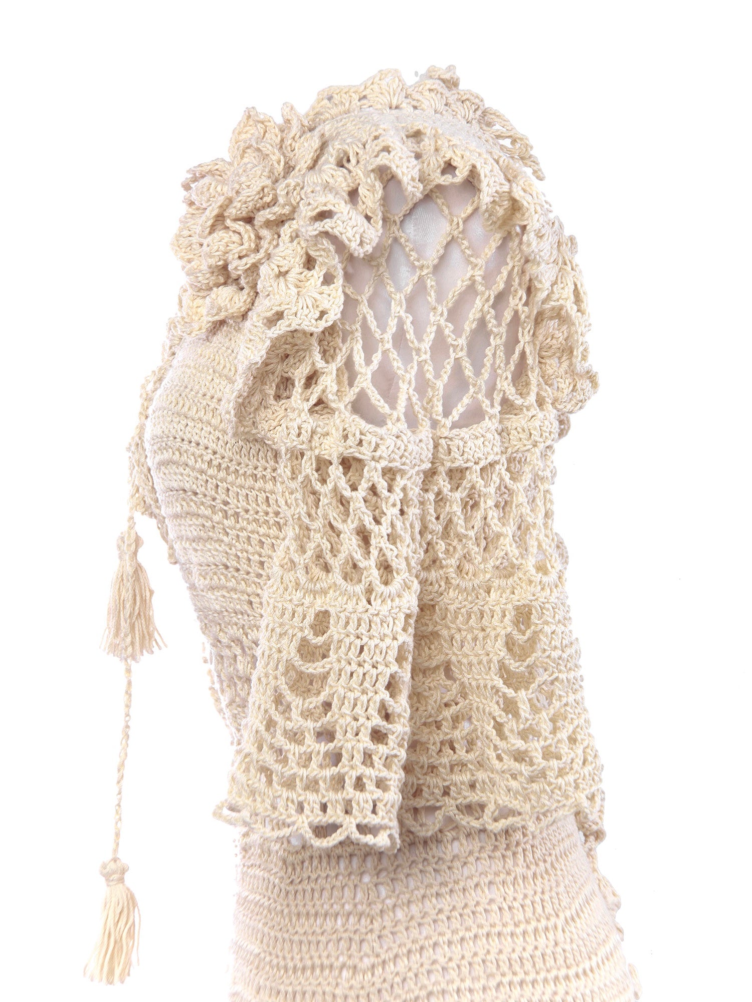 Dita Crochet Maxi Dress with Lacy Sleeves - Mologoko Couture