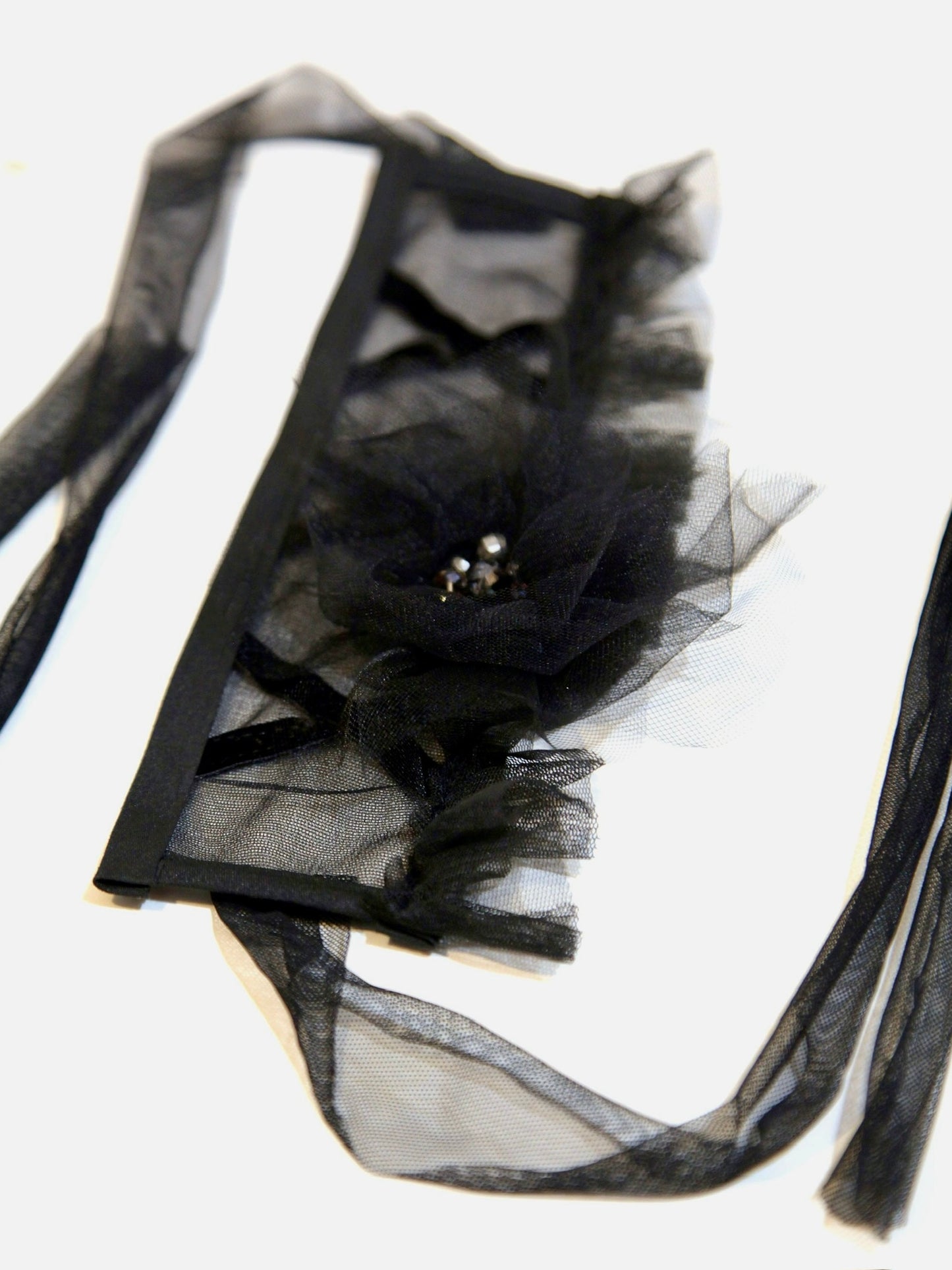 Black Tulle Flower Choker