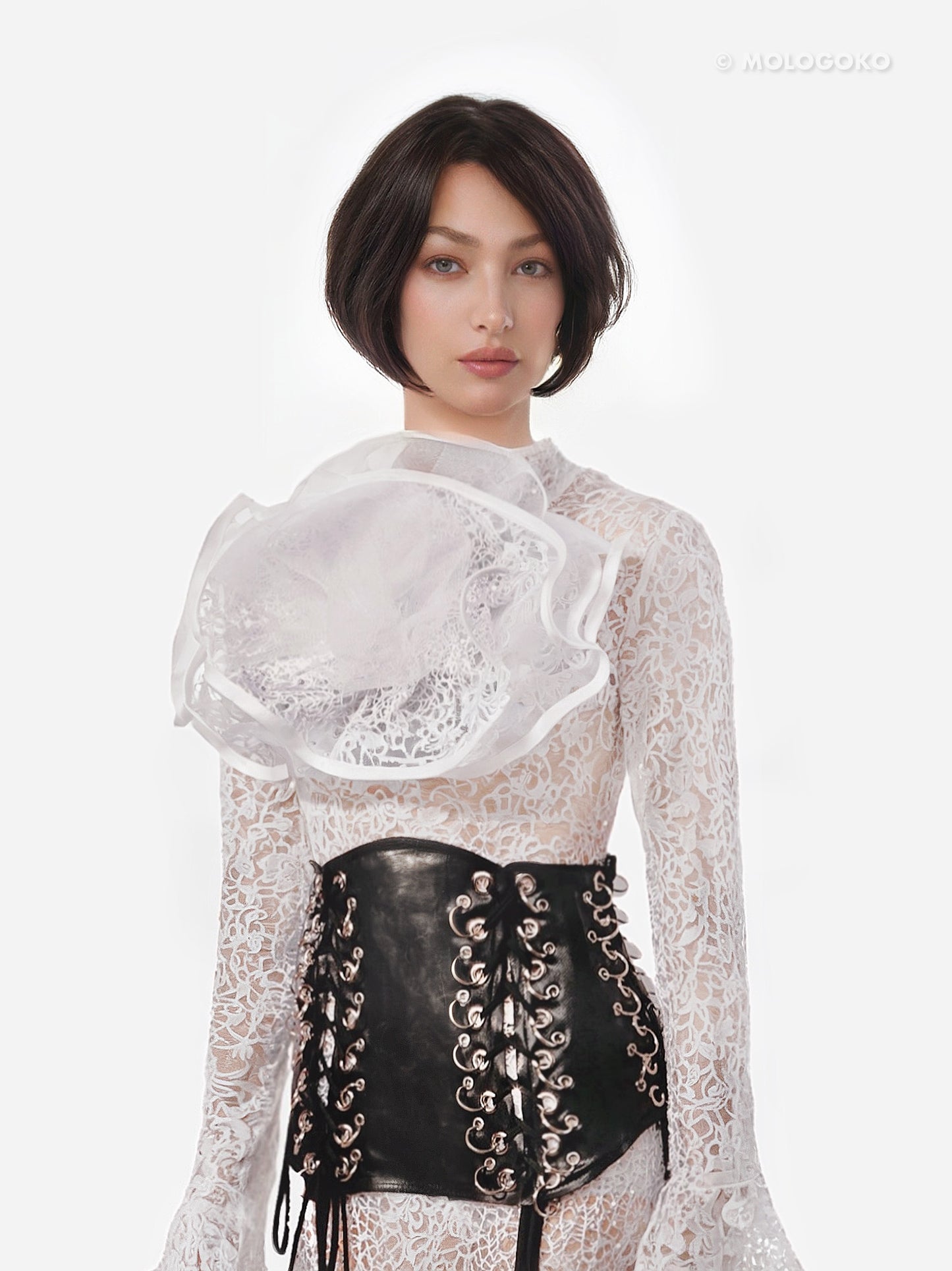 Faux Leather Key Chain Corseted Belt - Mologoko Couture