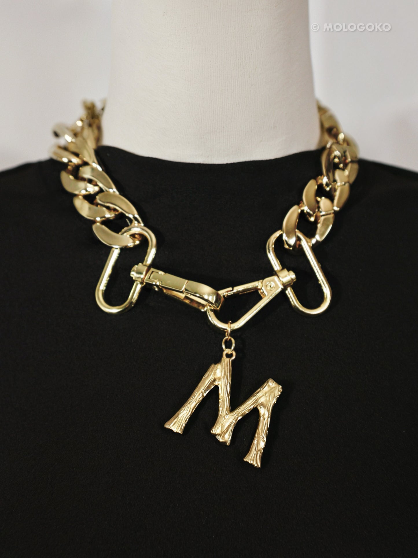 Abstract GOLD Chunky Personalized Monogram Initial Necklace Transformer