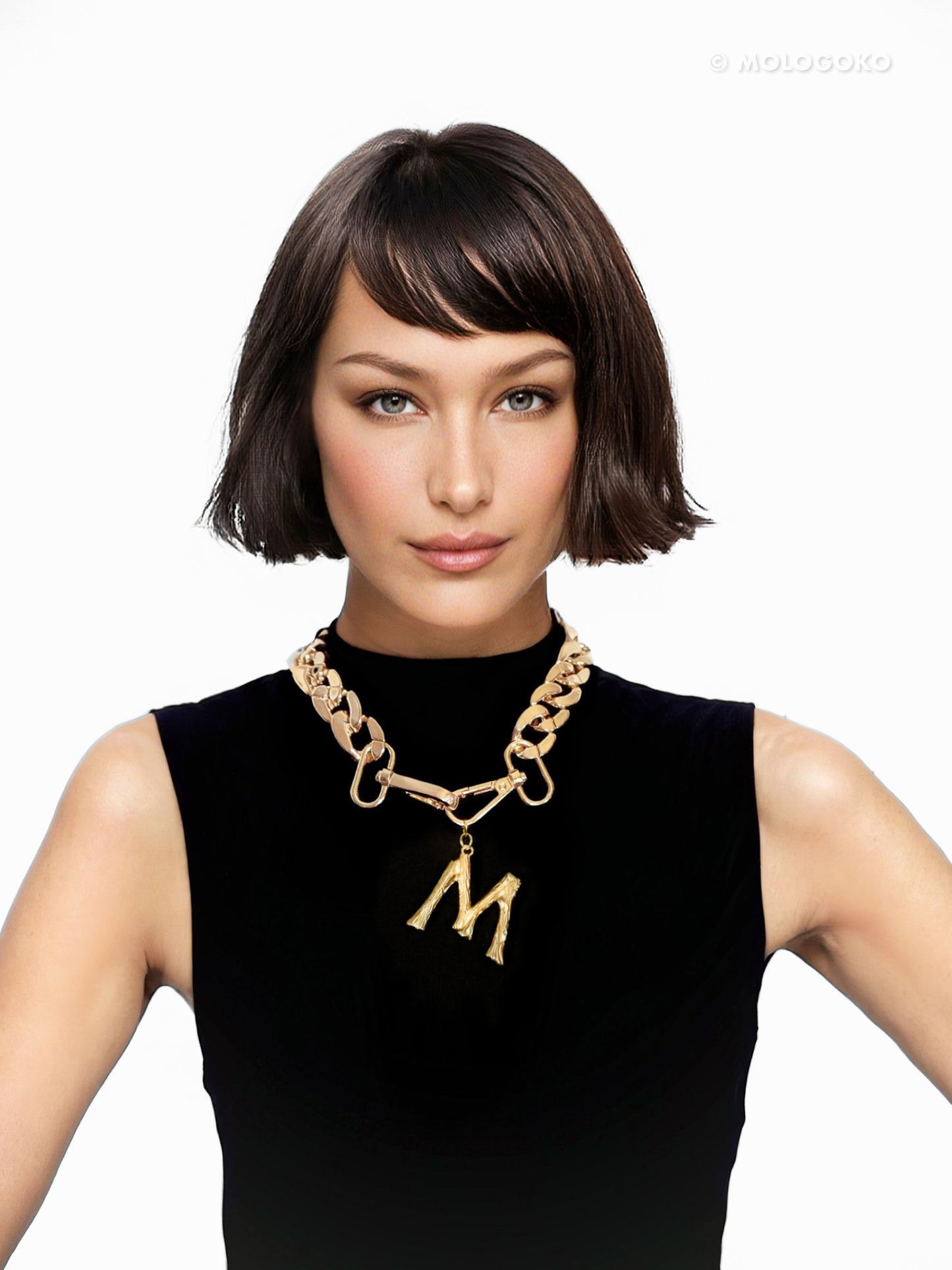 Abstract GOLD Chunky Personalized Monogram Initial Necklace Transformer