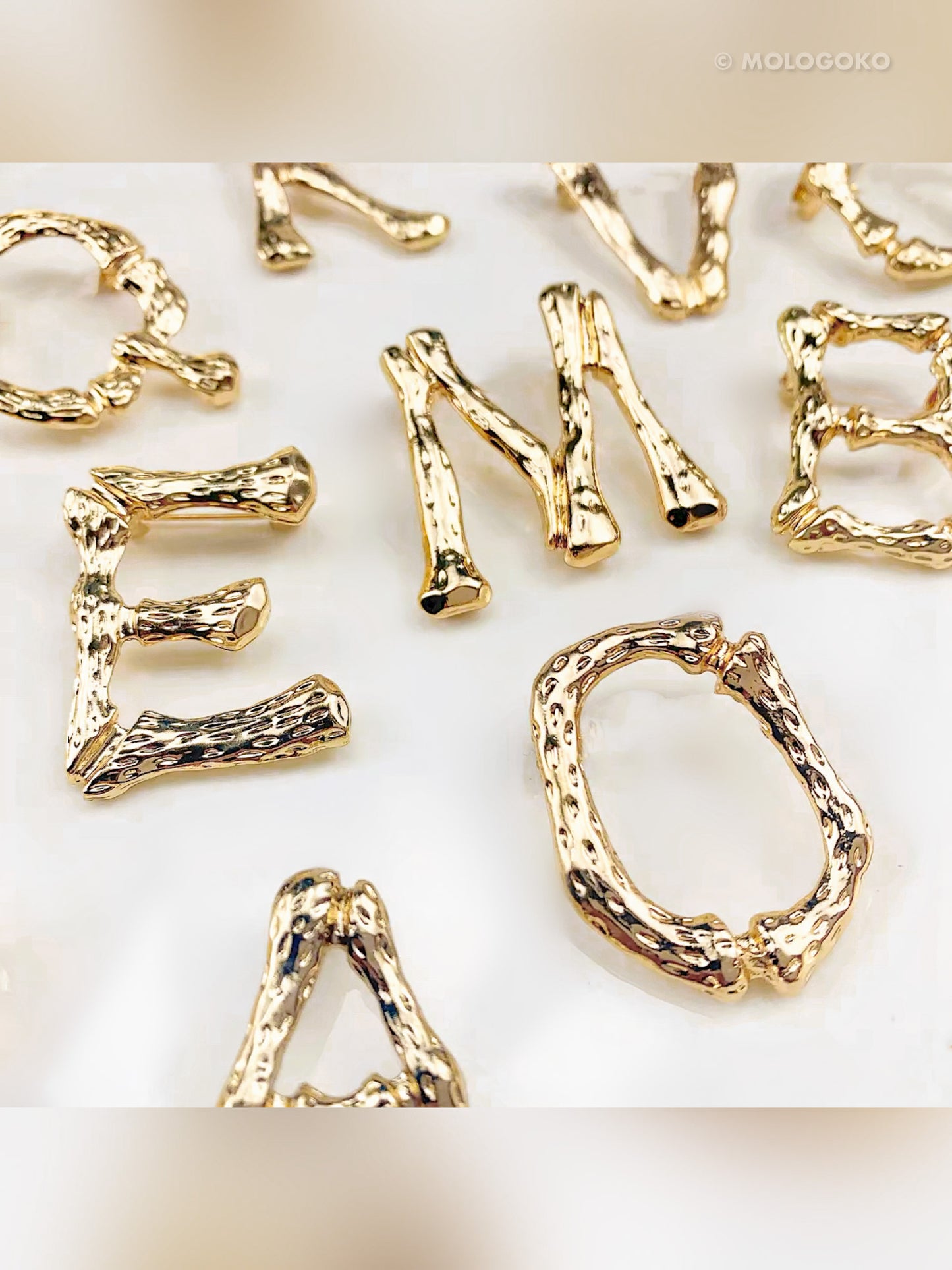 Abstract GOLD Chunky Personalized Monogram Initial Necklace Transformer