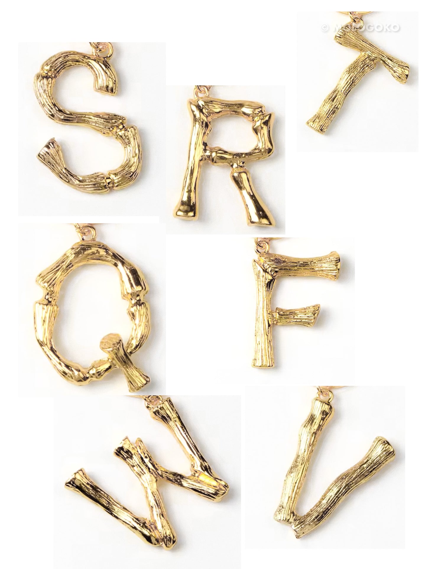 Abstract GOLD Chunky Personalized Monogram Initial Necklace Transformer