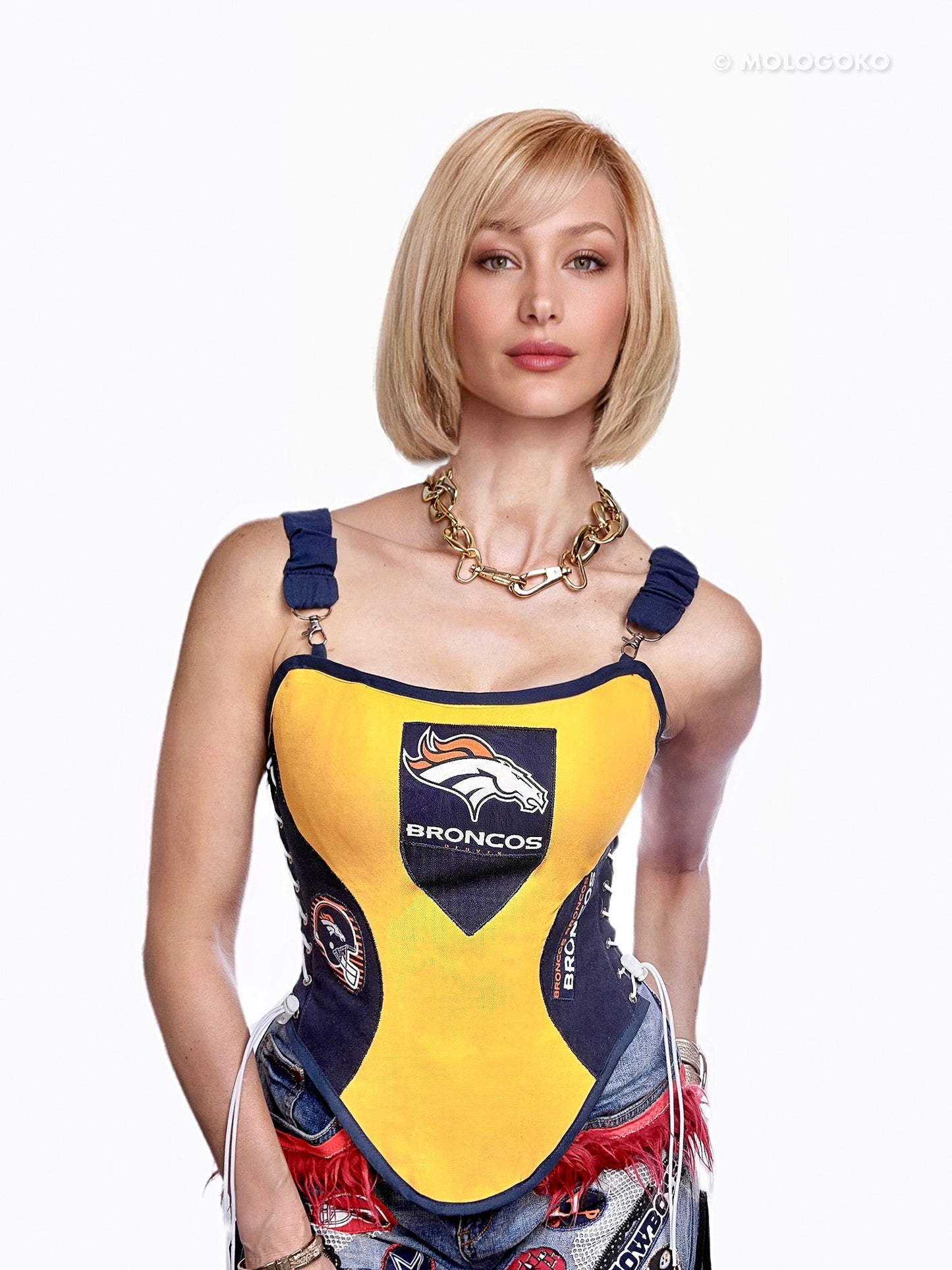 Denver BRONCOS Football Team Corset Bustier Top