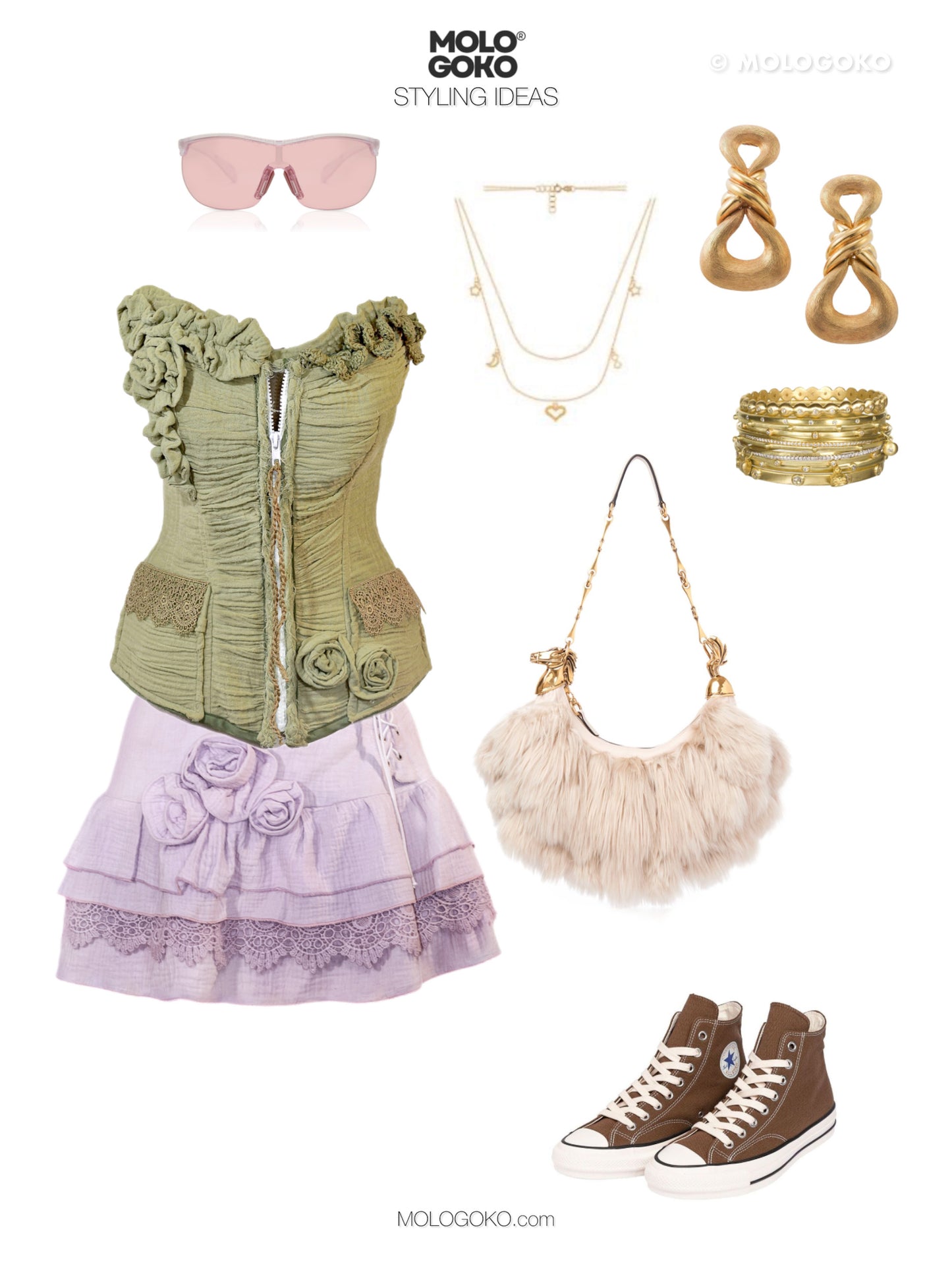 Lilac Organic Cotton Ruffle Mini Skirt - Mologoko Couture