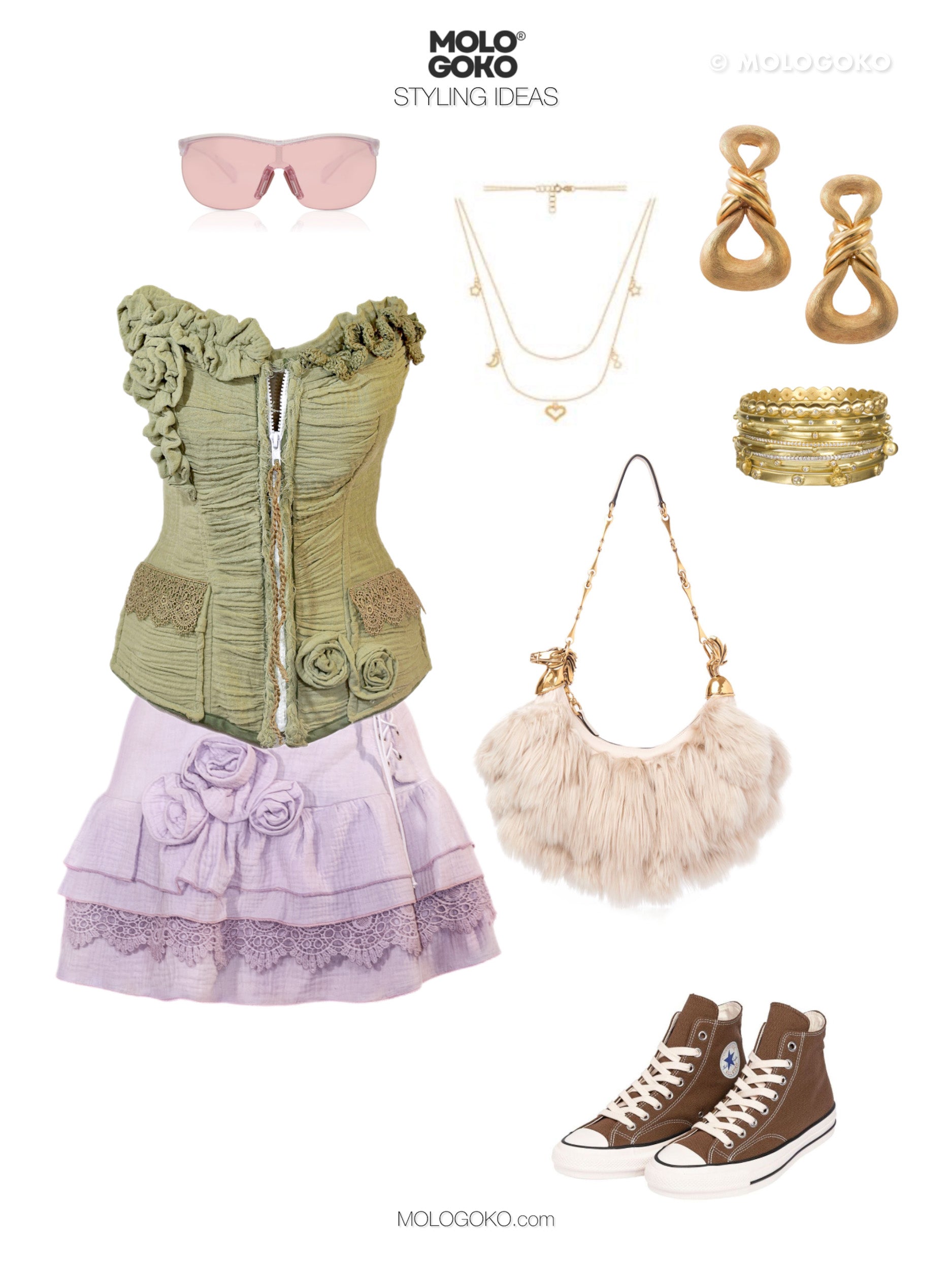 Lilac Organic Cotton Ruffle Mini Skirt - Mologoko Couture