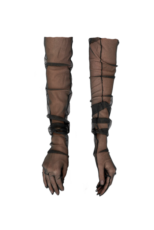 Base Tulle Mesh Finger Evening Gloves - Mologoko Couture