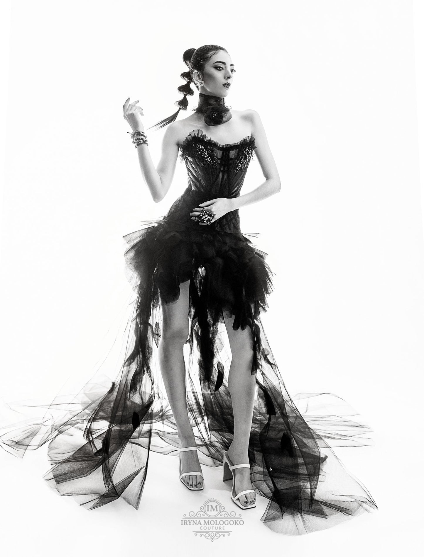 Syrena Tulle Wave High-Low Tulle Skirt