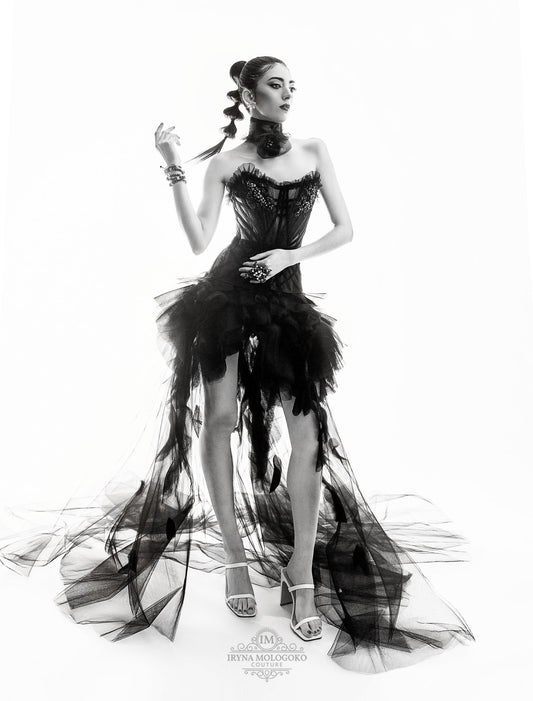 Syrena Tulle Wave High-Low Tulle Skirt - Mologoko Couture