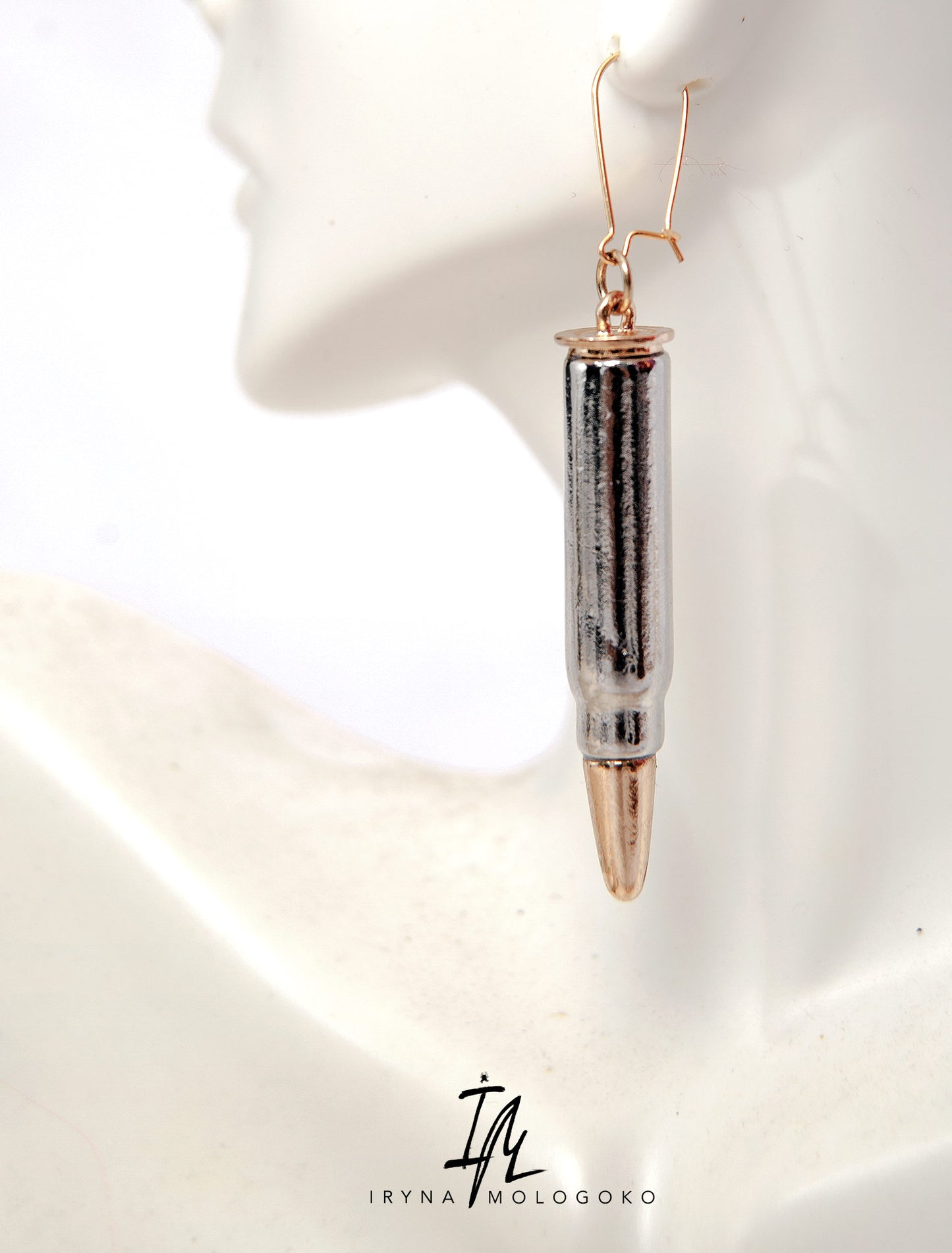 Bullet Dangle Silver And Gold Unique Earrings