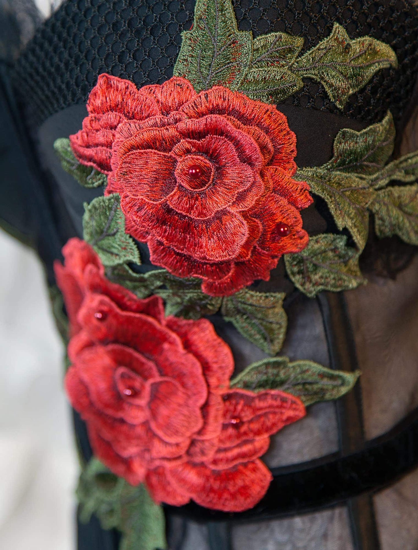 Carmen Red Carpet Style Embroidered Rose Corset - Mologoko Couture