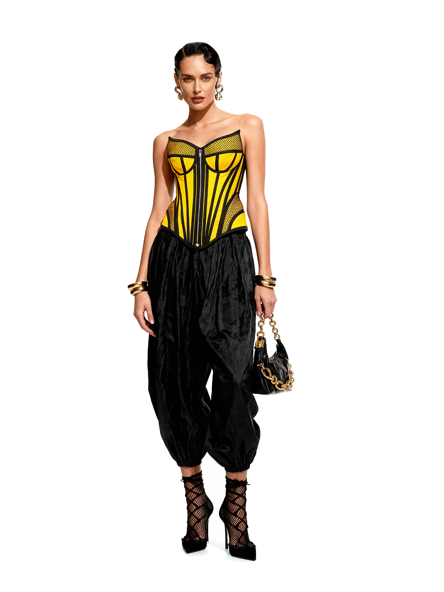 Ferrari Yellow Organic Canvas Front Zipper Corset Bustier