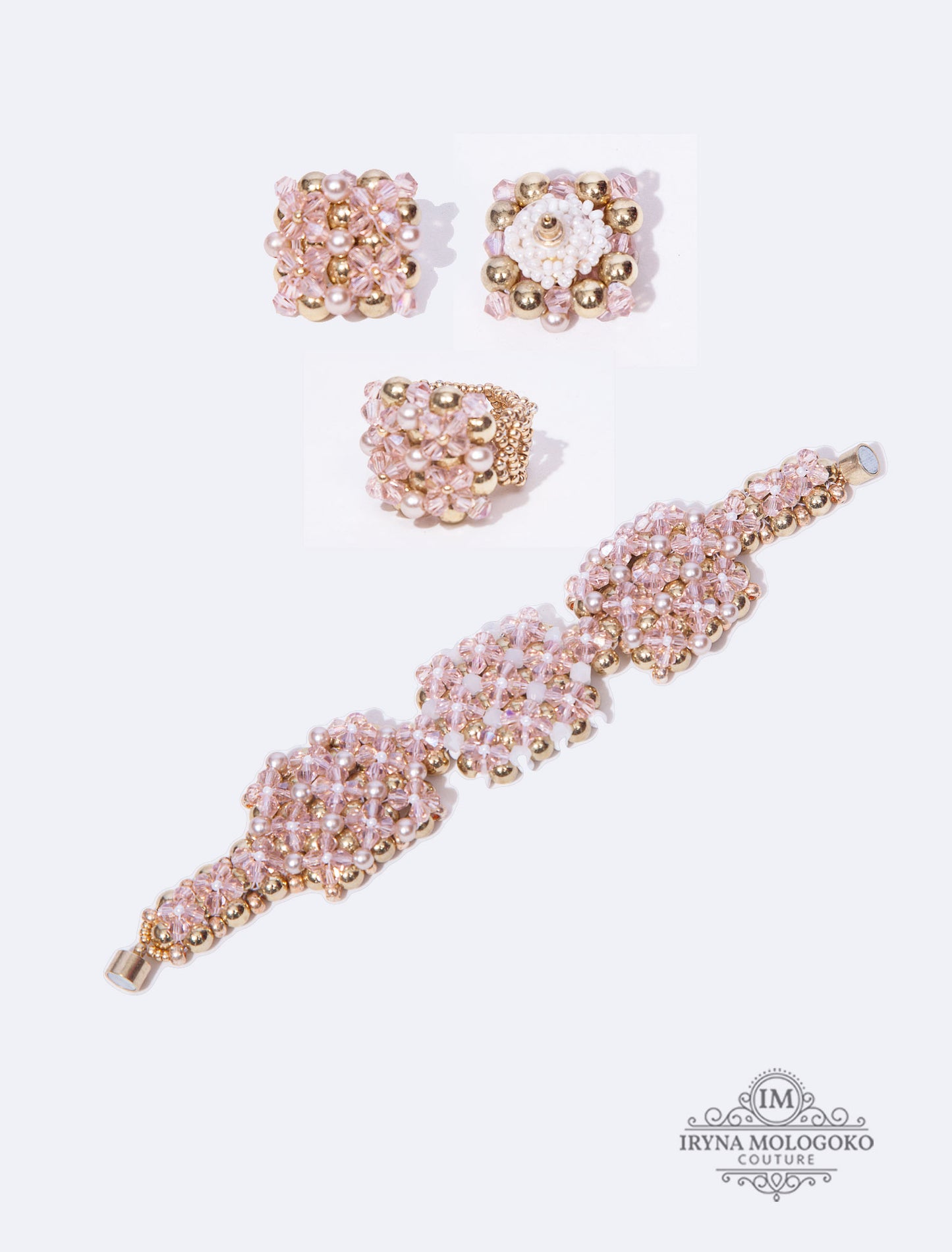 BLUSH PINK GOLD BEADED STATEMENT SET
