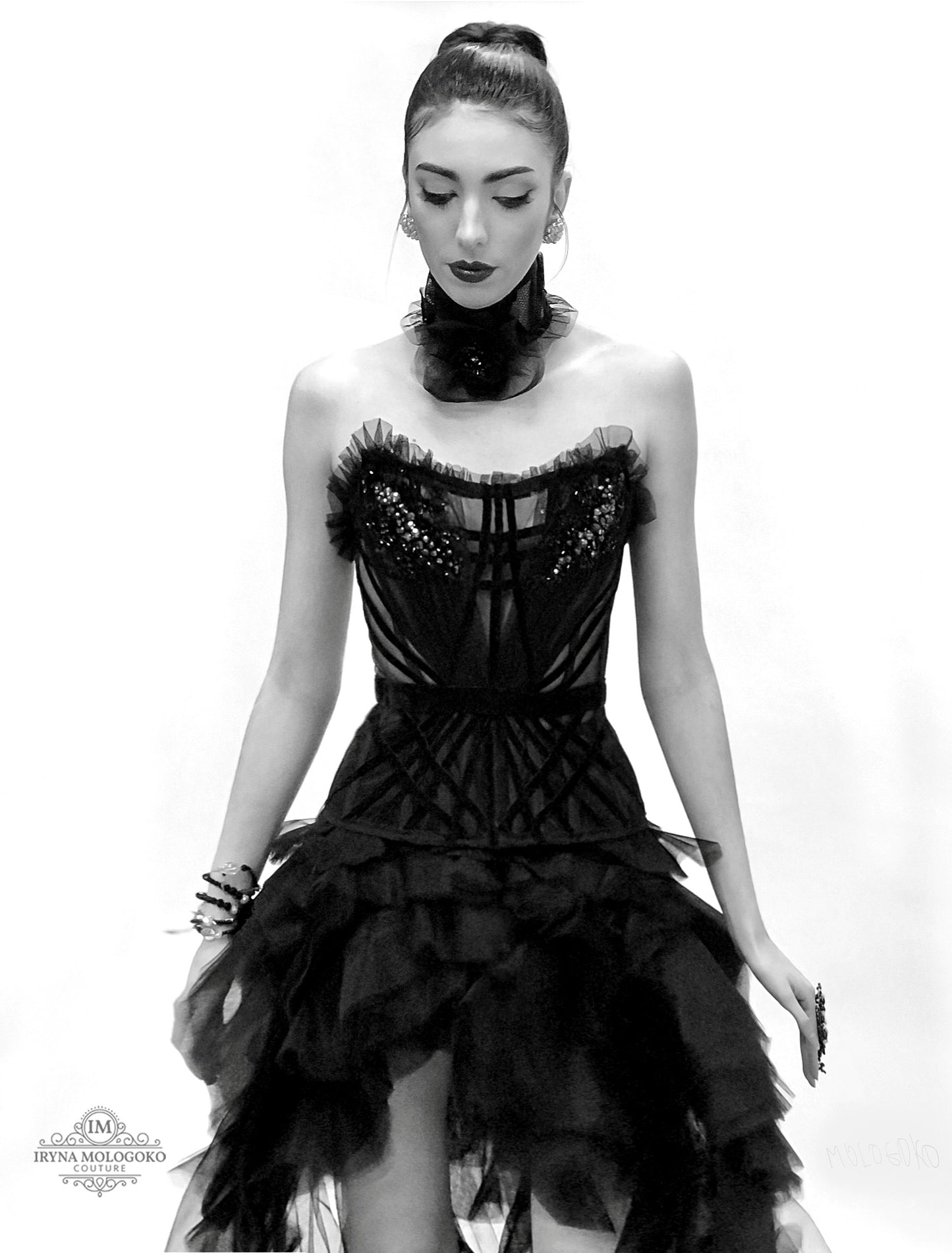Black Tulle Flower Choker