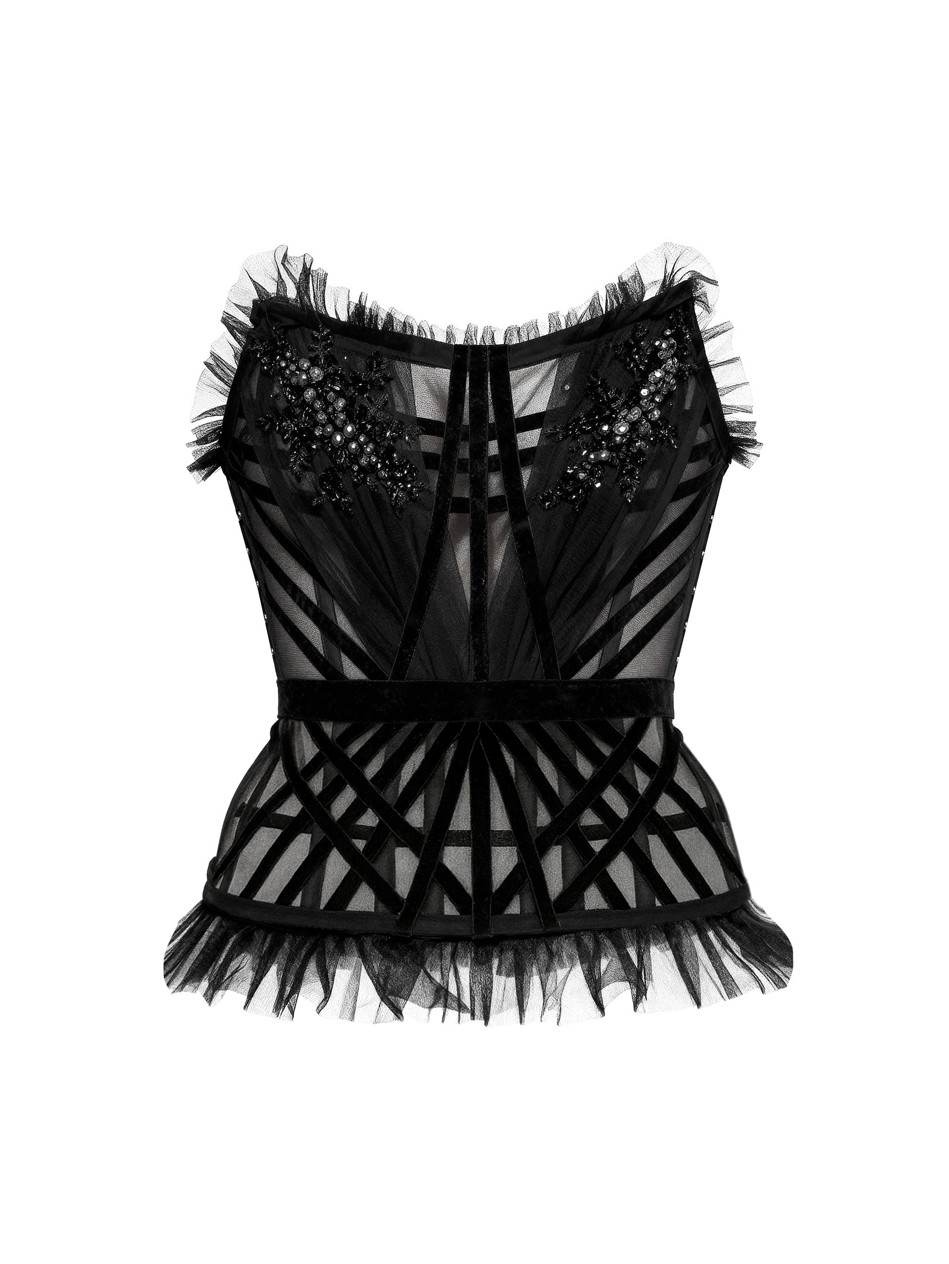 Gonna Gotica Dark In Love A Corpetto Con Volant 3 Strati Nero, Stile Corsetto Floreale