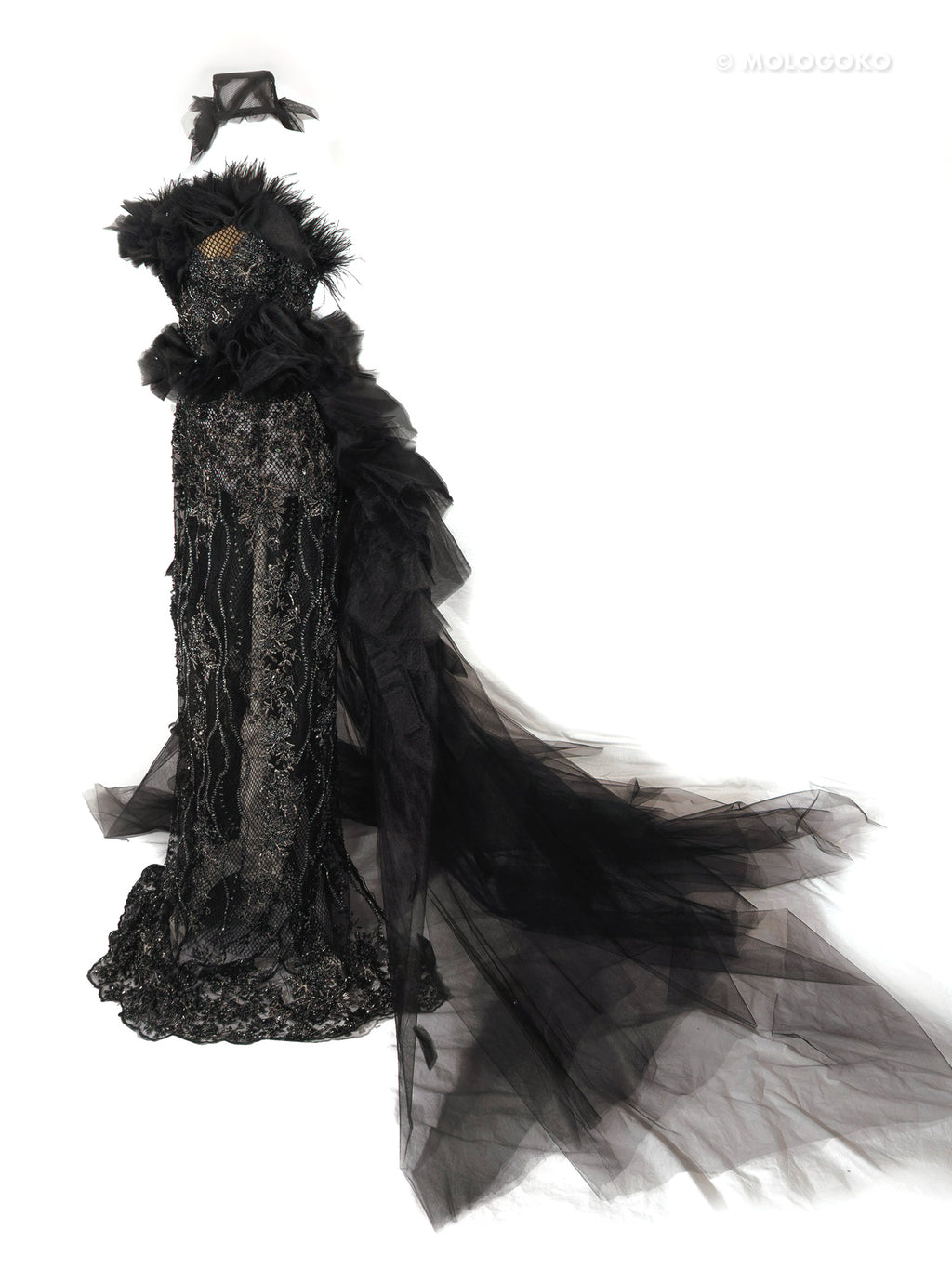 Black Swan Red Carpet Style Goth Gown Set - Mologoko Couture