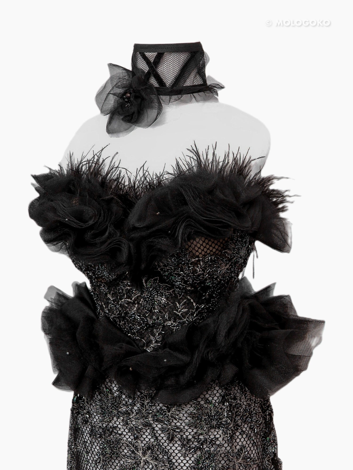 Black Swan Red Carpet Style Goth Corset - Mologoko Couture