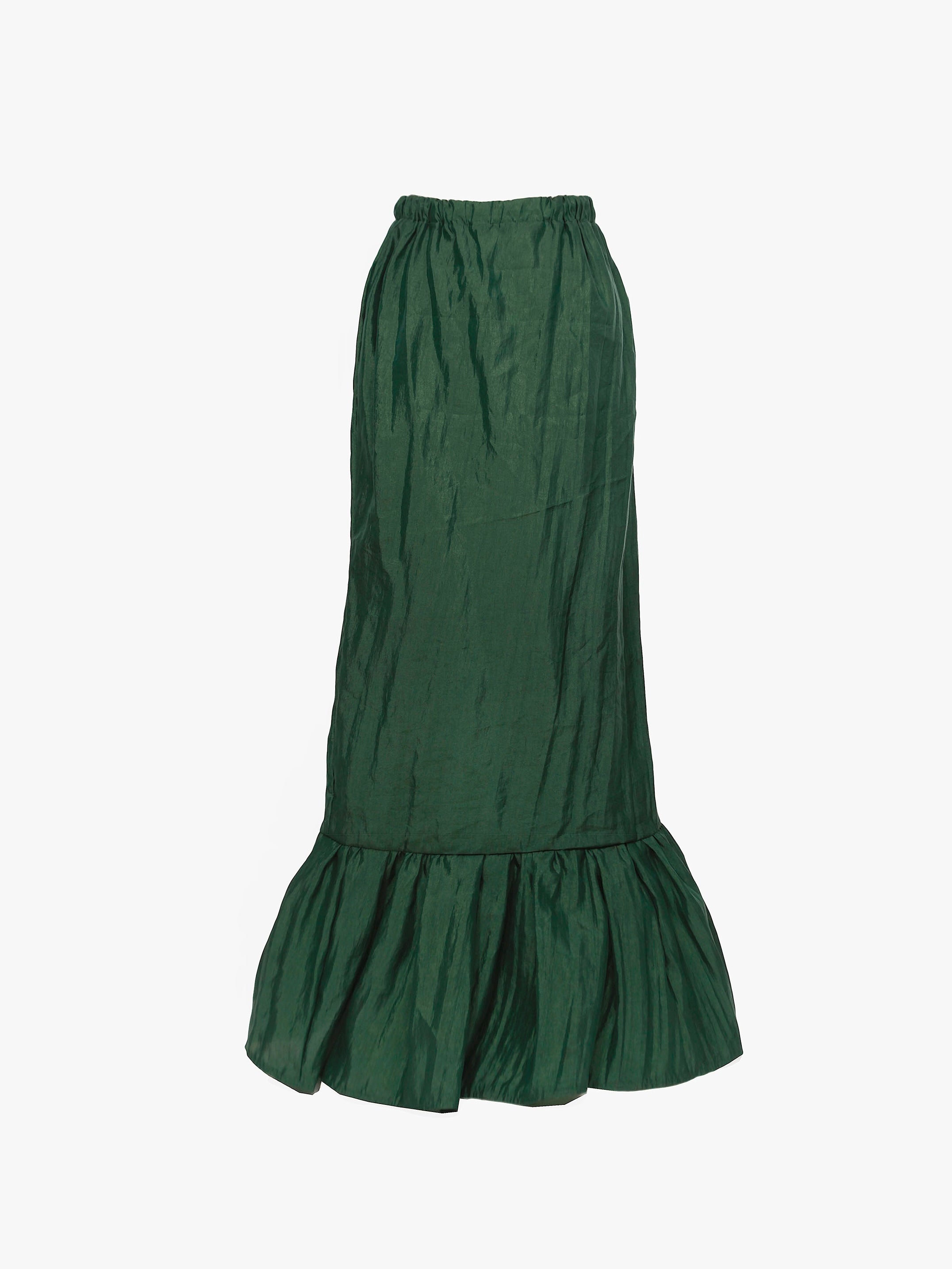 Silk Taffeta Maxi Skirt with Ruffle