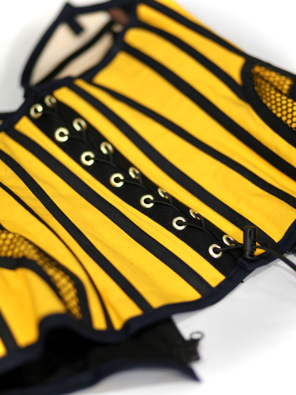 Ferrari Yellow Organic Canvas Front Zipper Corset Bustier - Mologoko Couture