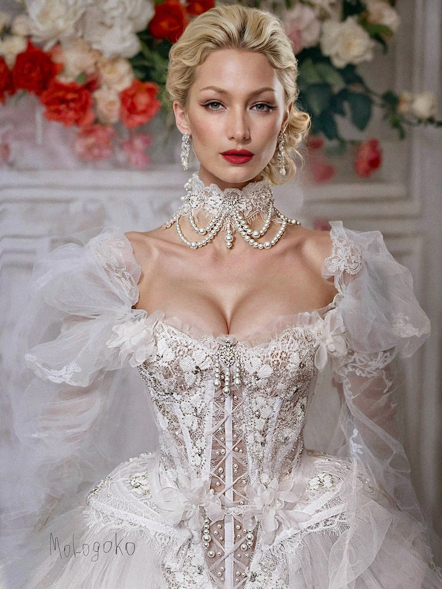 Baroque White Bridal Couture One-Of-A-Kind Gown Set