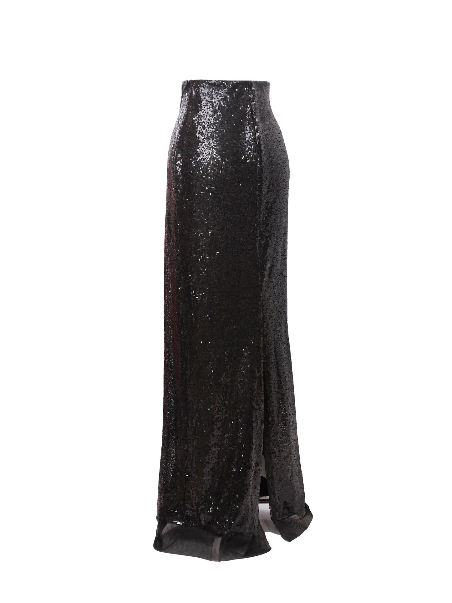 Basic Evening Sequin and Mesh Floor Length Skirt