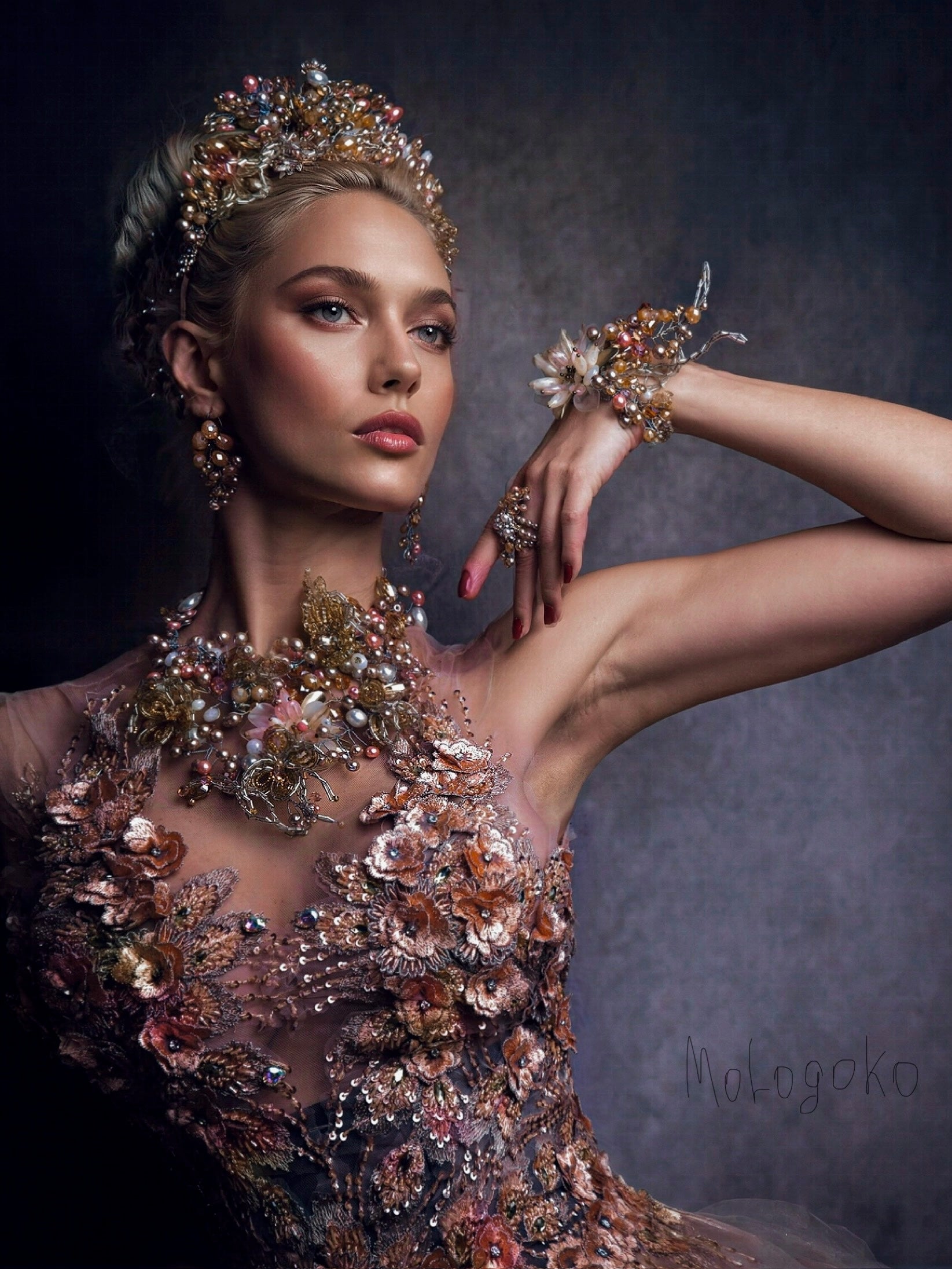 Golden Bridal Couture One-Of-A-Kind Top - Mologoko Couture