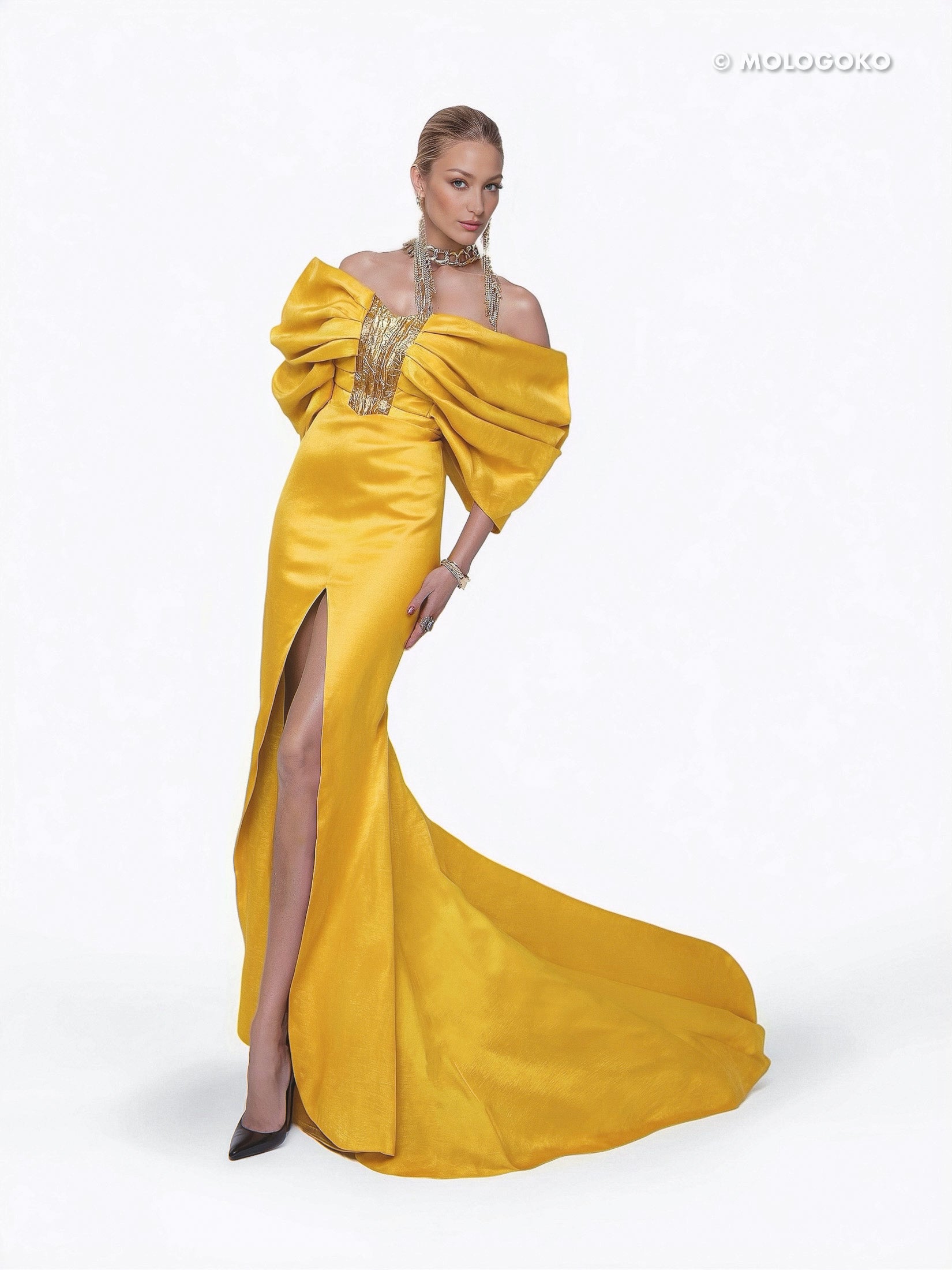 Gisele Gown 3-Part Set - custom made red carpet wedding dresses in USA