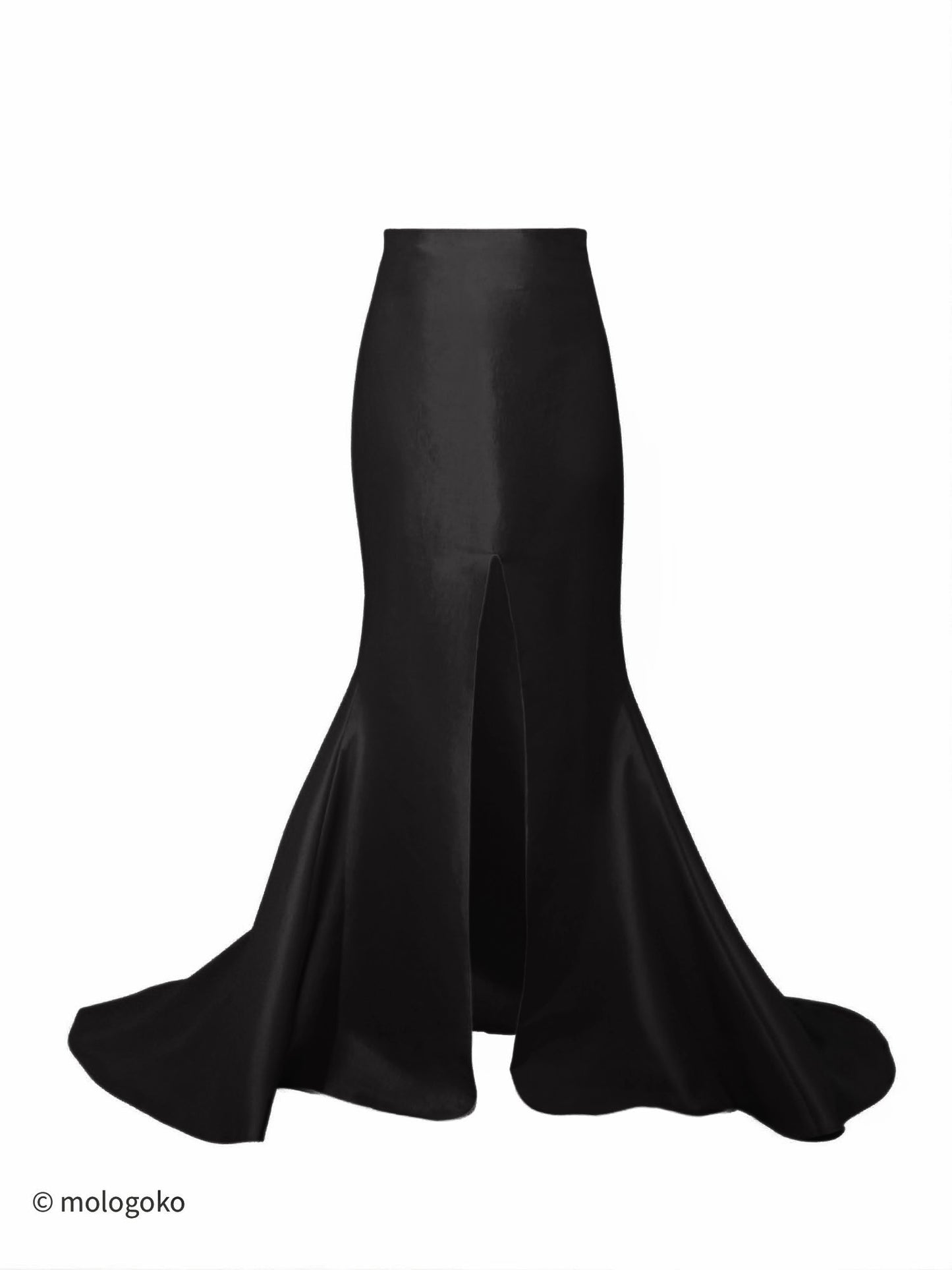 Basic Evening Mermaid Style Front Slit Taffeta Skirt