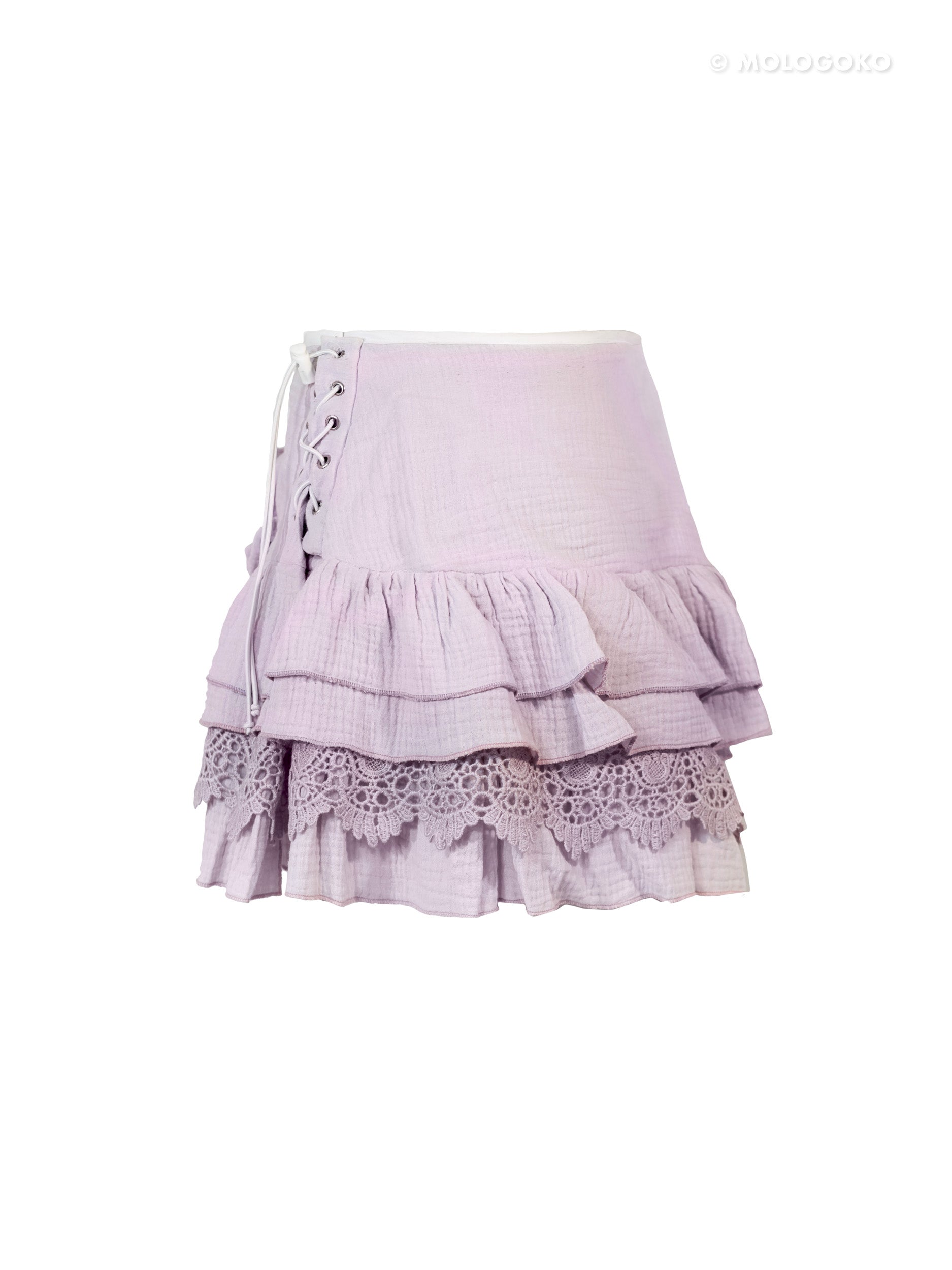 Lilac Organic Cotton Ruffle Mini Skirt - Mologoko Couture