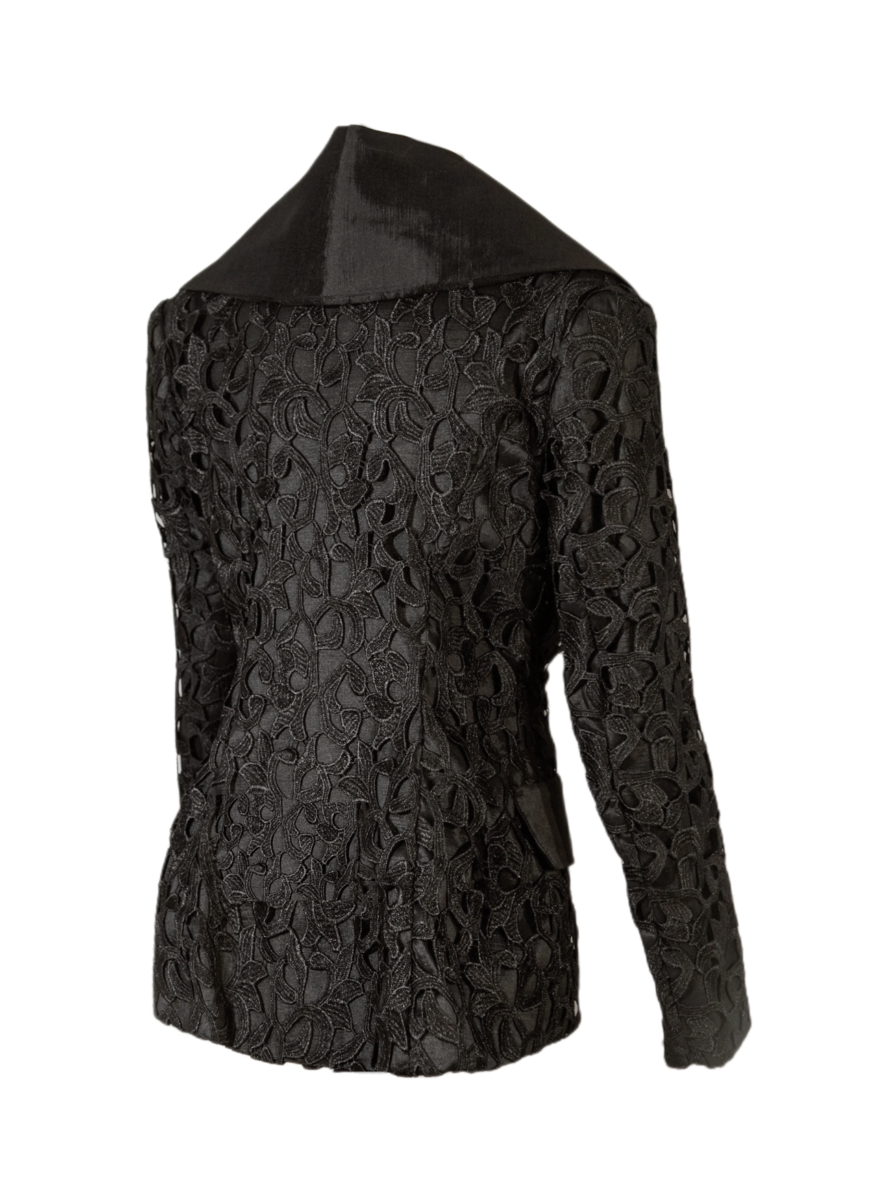 Lace Guipure Wide Collar Black Jacket