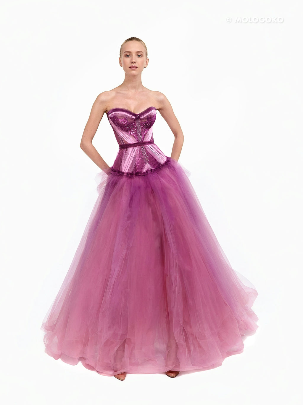 Purple Pink Rose Corset - Mologoko Couture